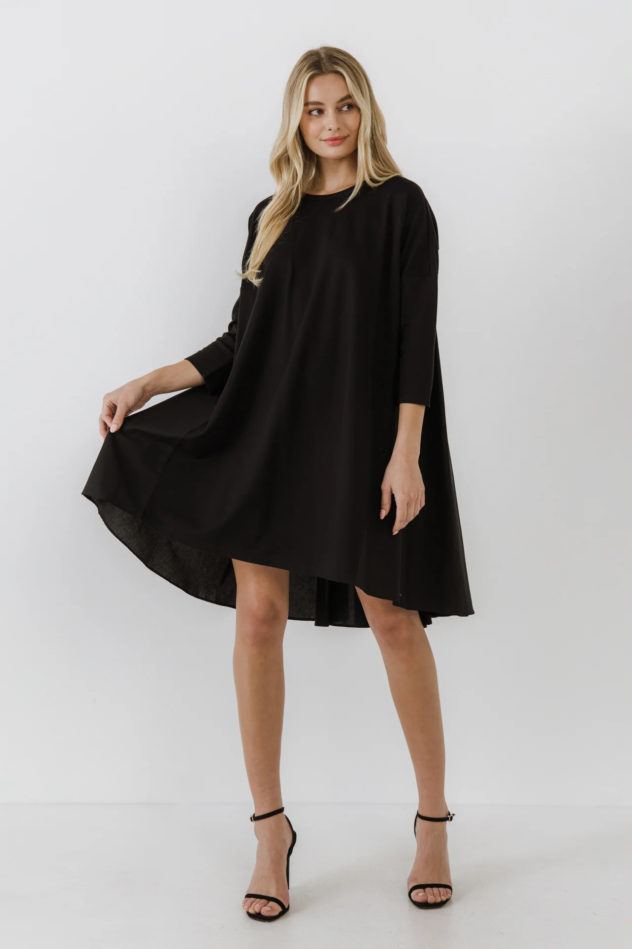 Mixed Media High & Low Mini Dress - Image 15