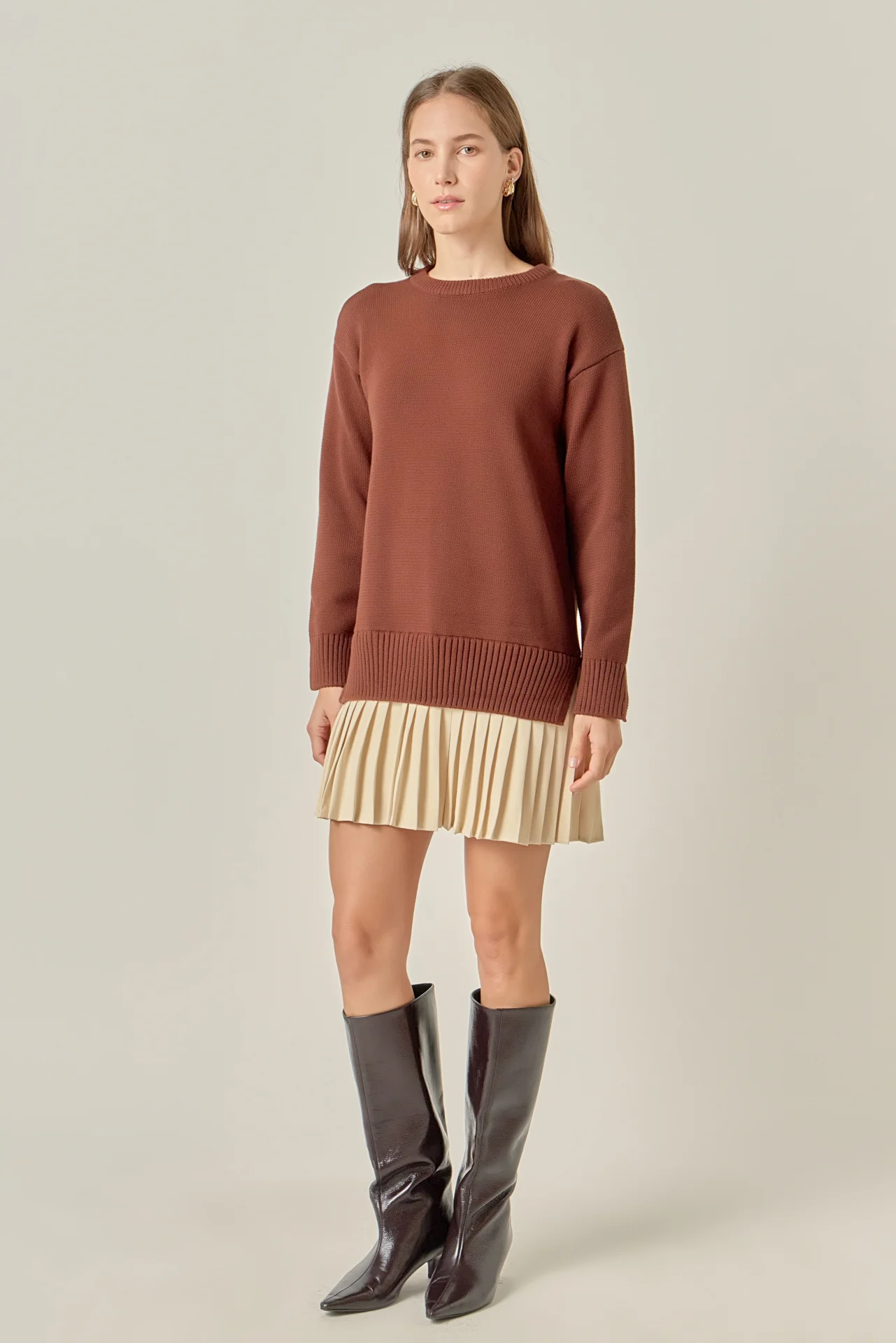 Mixed Media Pleated Mini Dress - Image 3