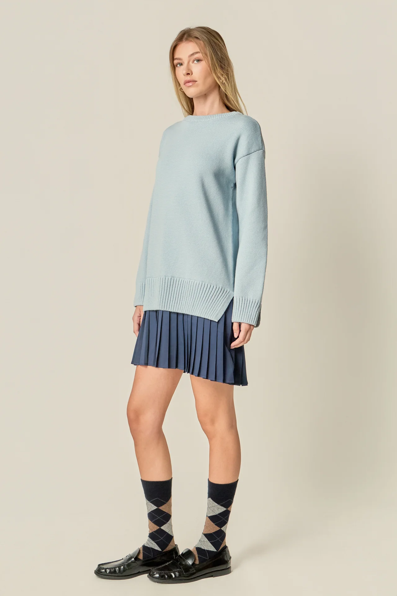 Mixed Media Pleated Mini Dress - Image 8