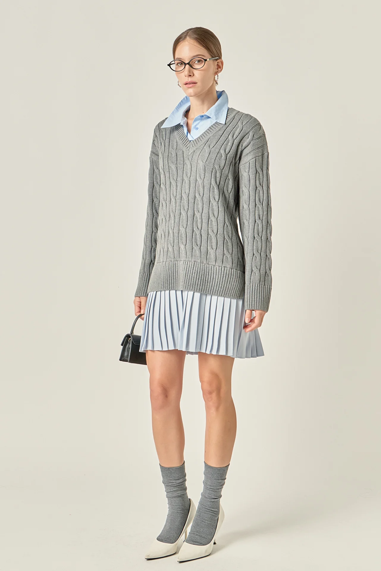 Cable Knit Pleated Mini Dress - Image 11