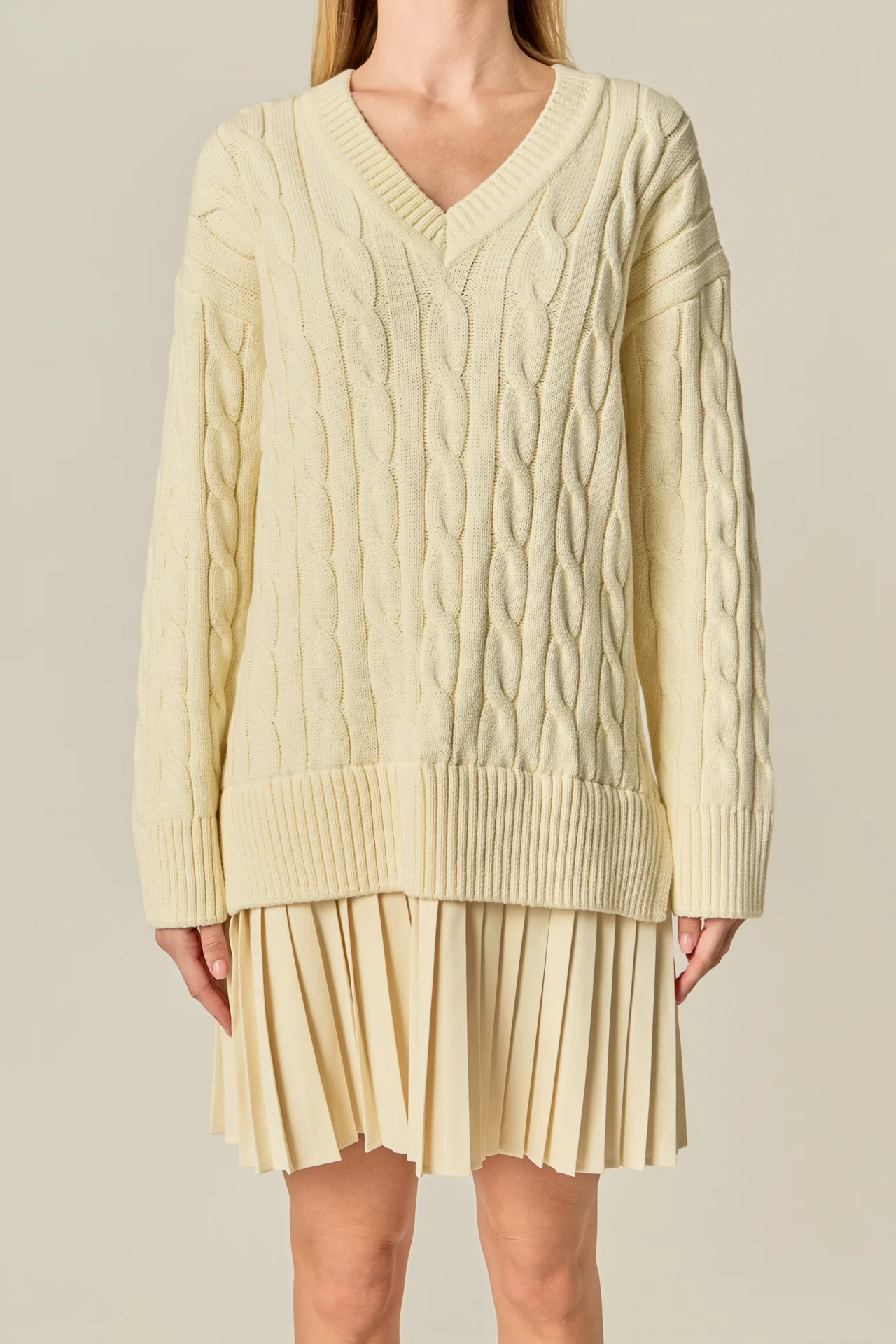 Cable Knit Pleated Mini Dress - Image 2