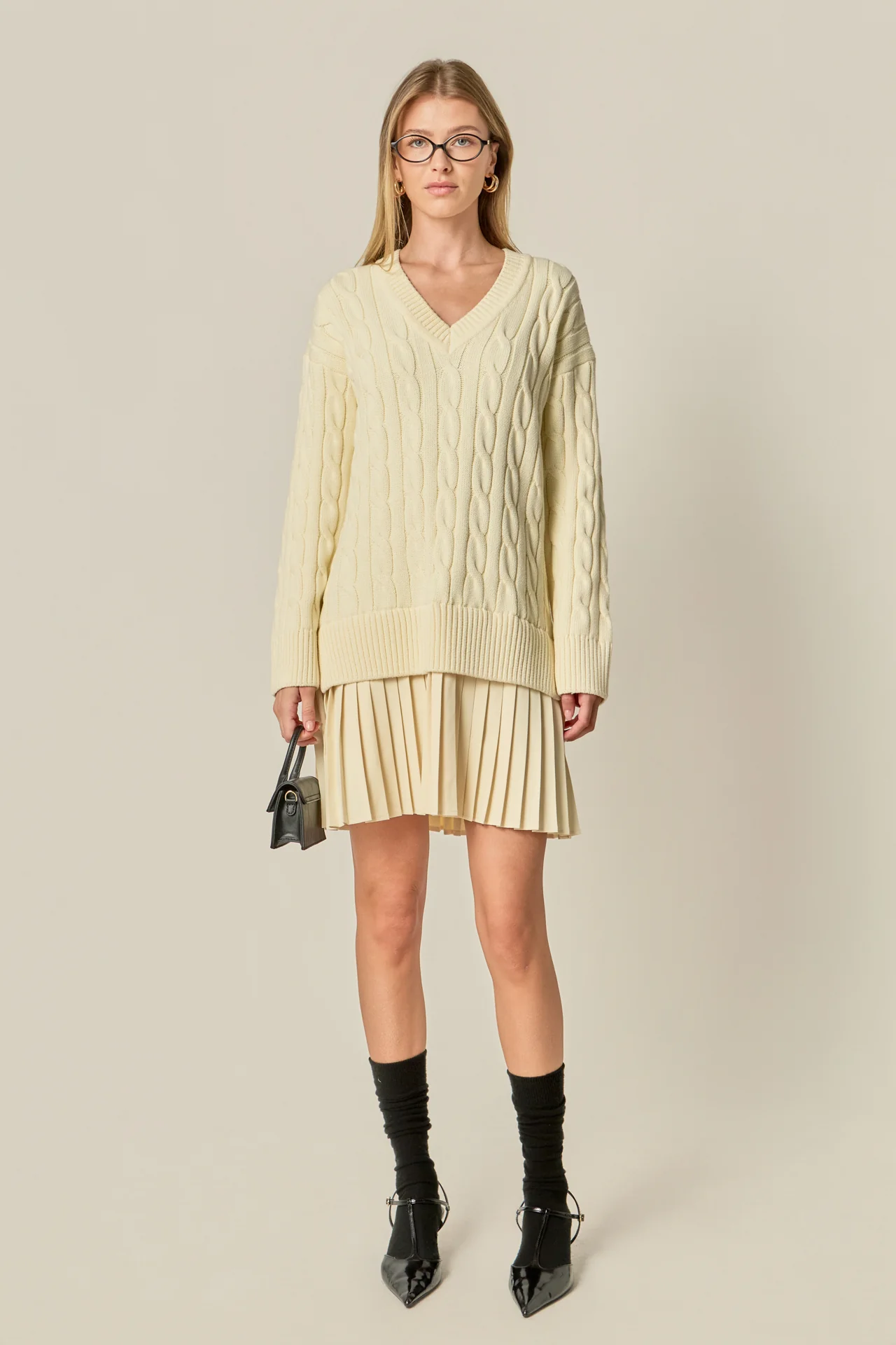 Cable Knit Pleated Mini Dress - Image 3