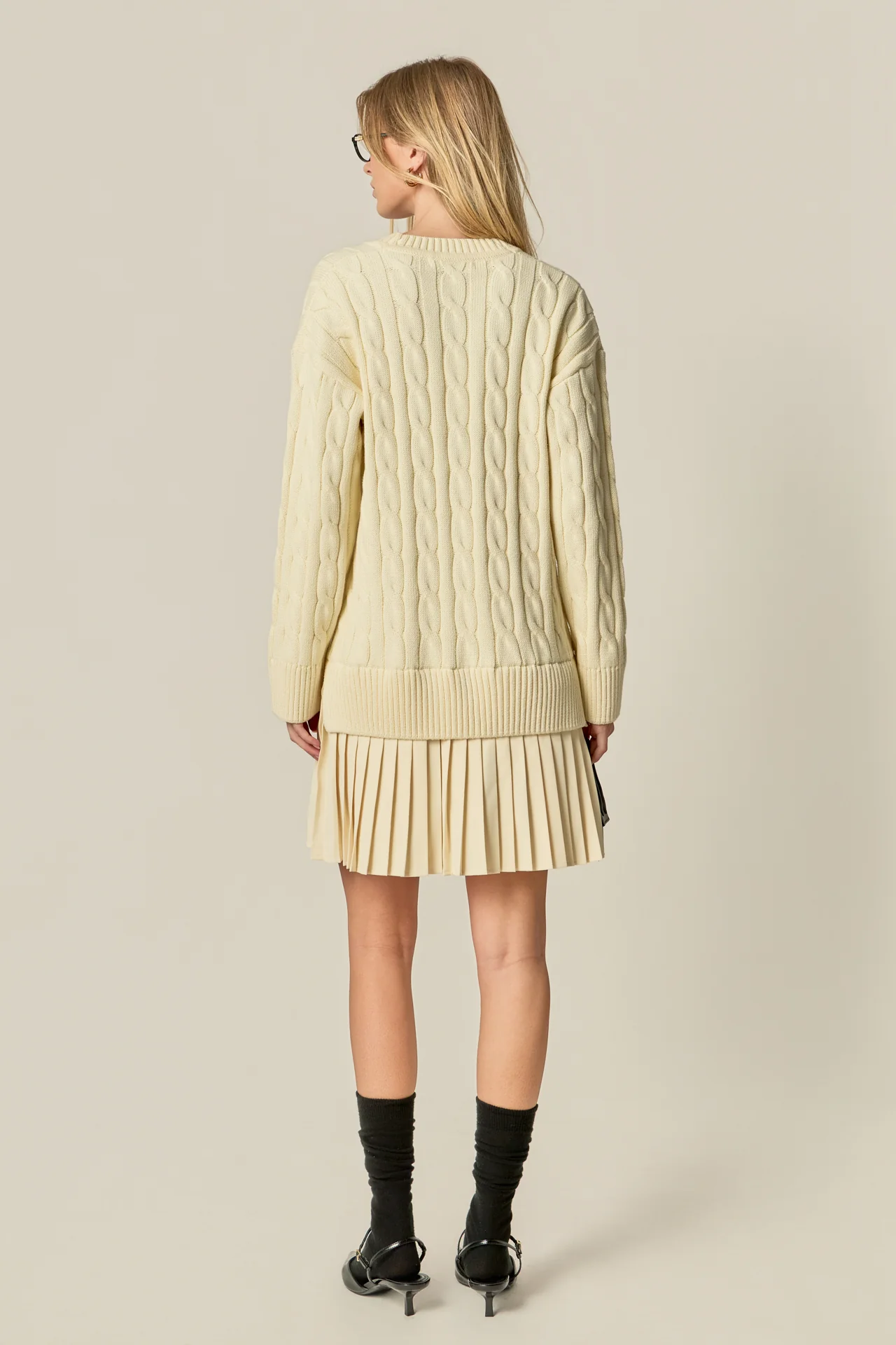 Cable Knit Pleated Mini Dress - Image 4
