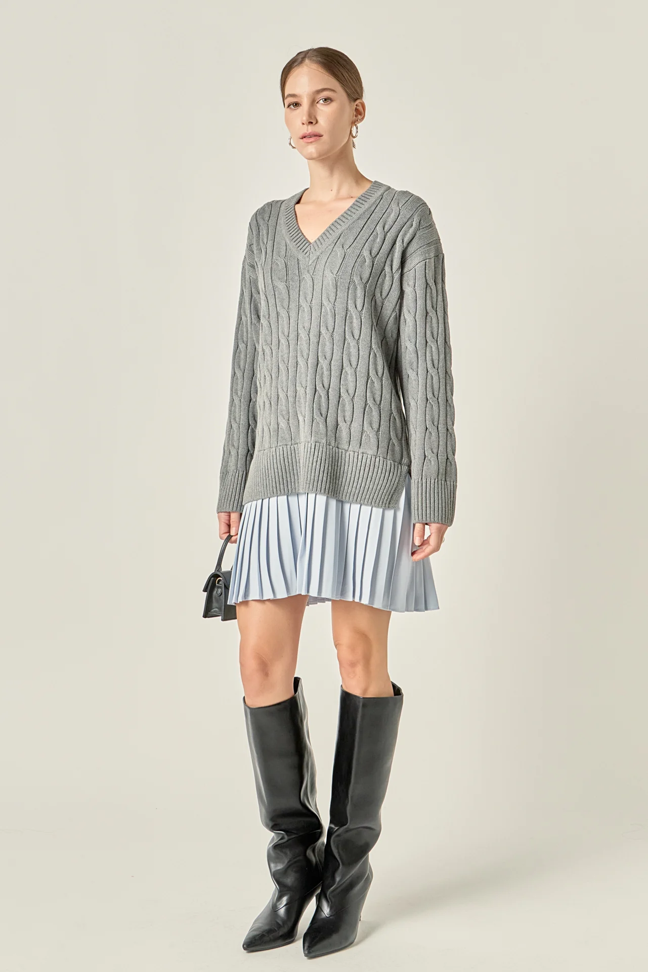 Cable Knit Pleated Mini Dress - Image 8