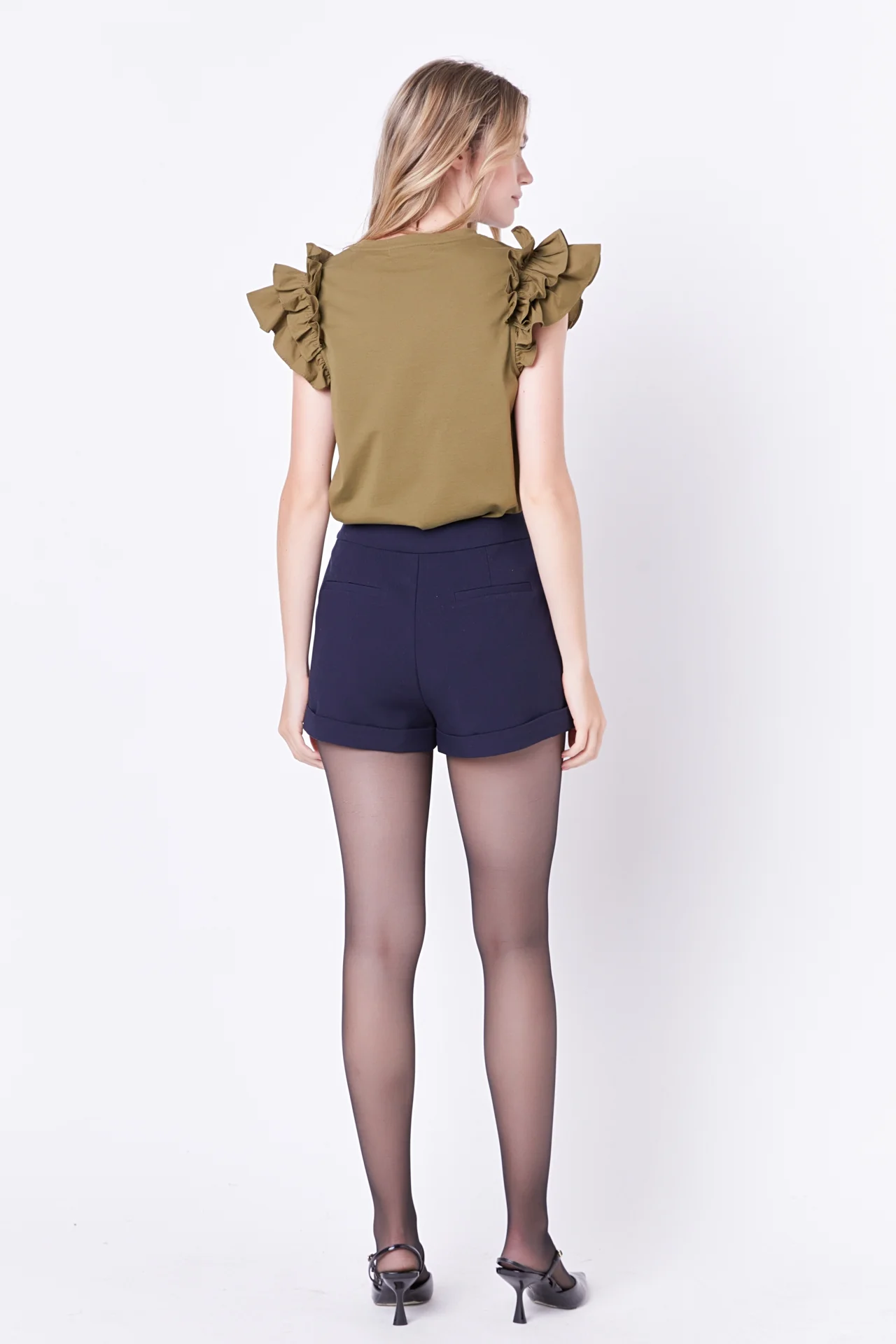 Mixed Media Ruffle Detail T-shirt - Image 14