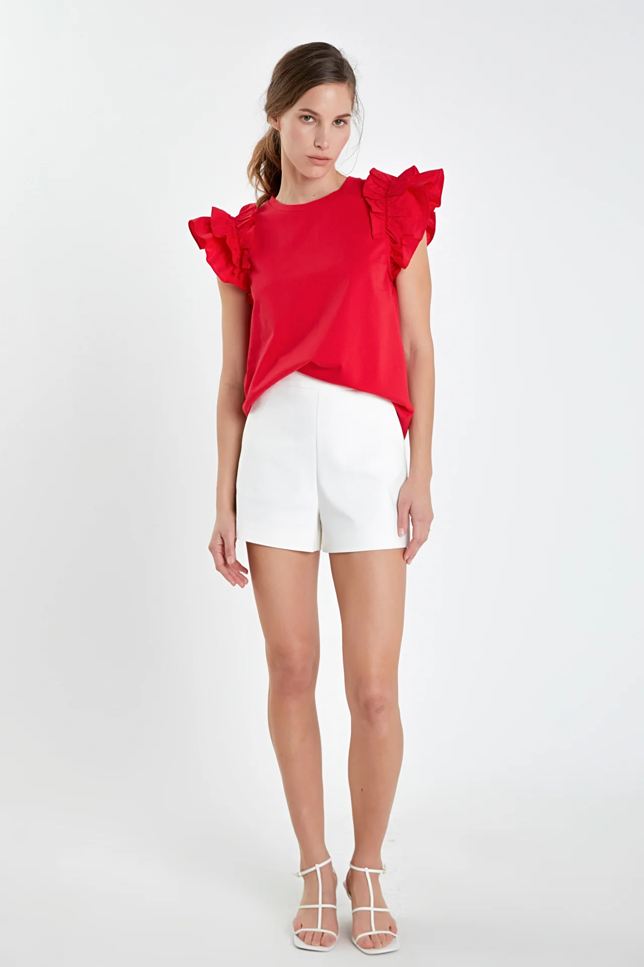 Mixed Media Ruffle Detail T-shirt - Image 16