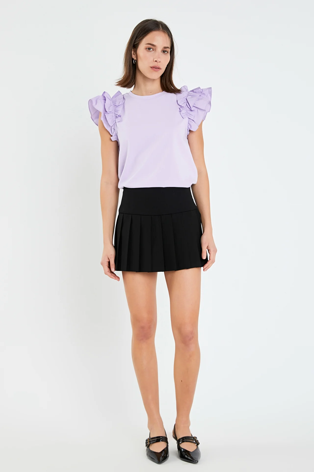 Mixed Media Ruffle Detail T-shirt - Image 21