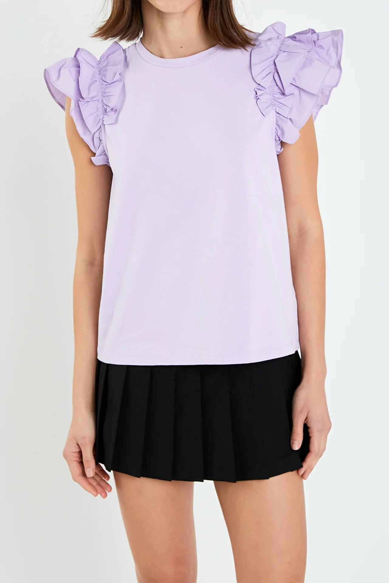 Mixed Media Ruffle Detail T-shirt - Image 22