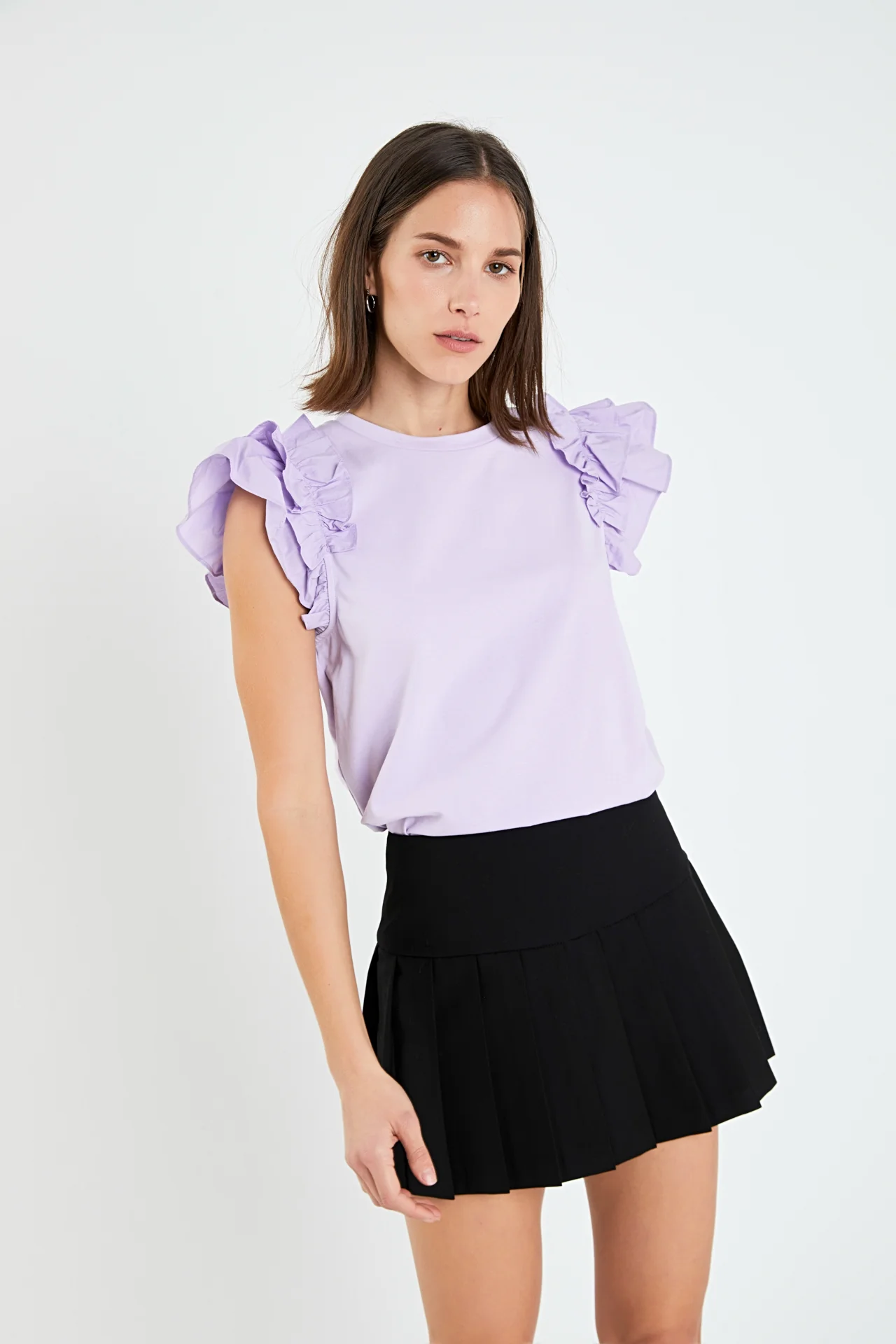 Mixed Media Ruffle Detail T-shirt - Image 25