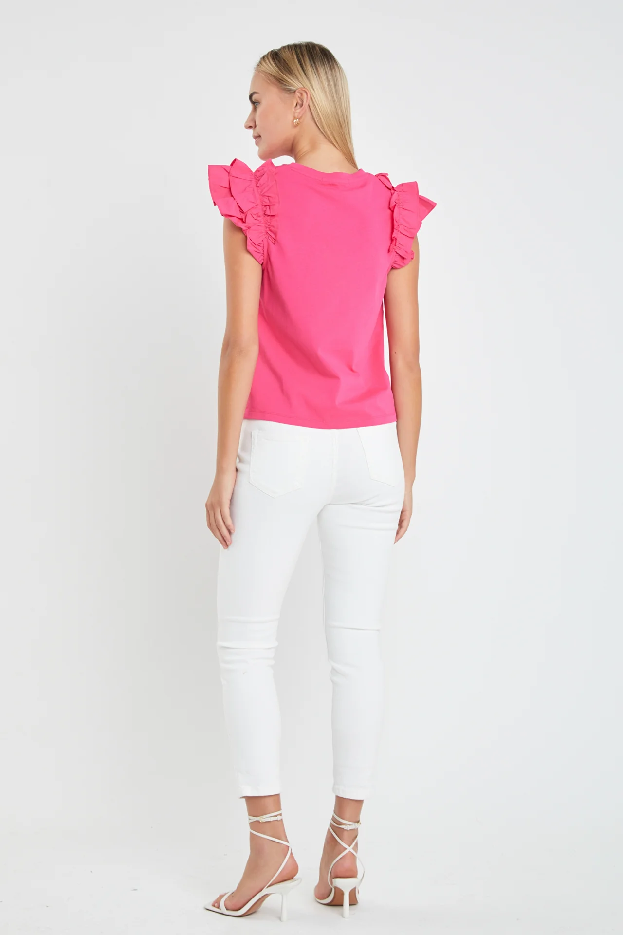 Mixed Media Ruffle Detail T-shirt - Image 29