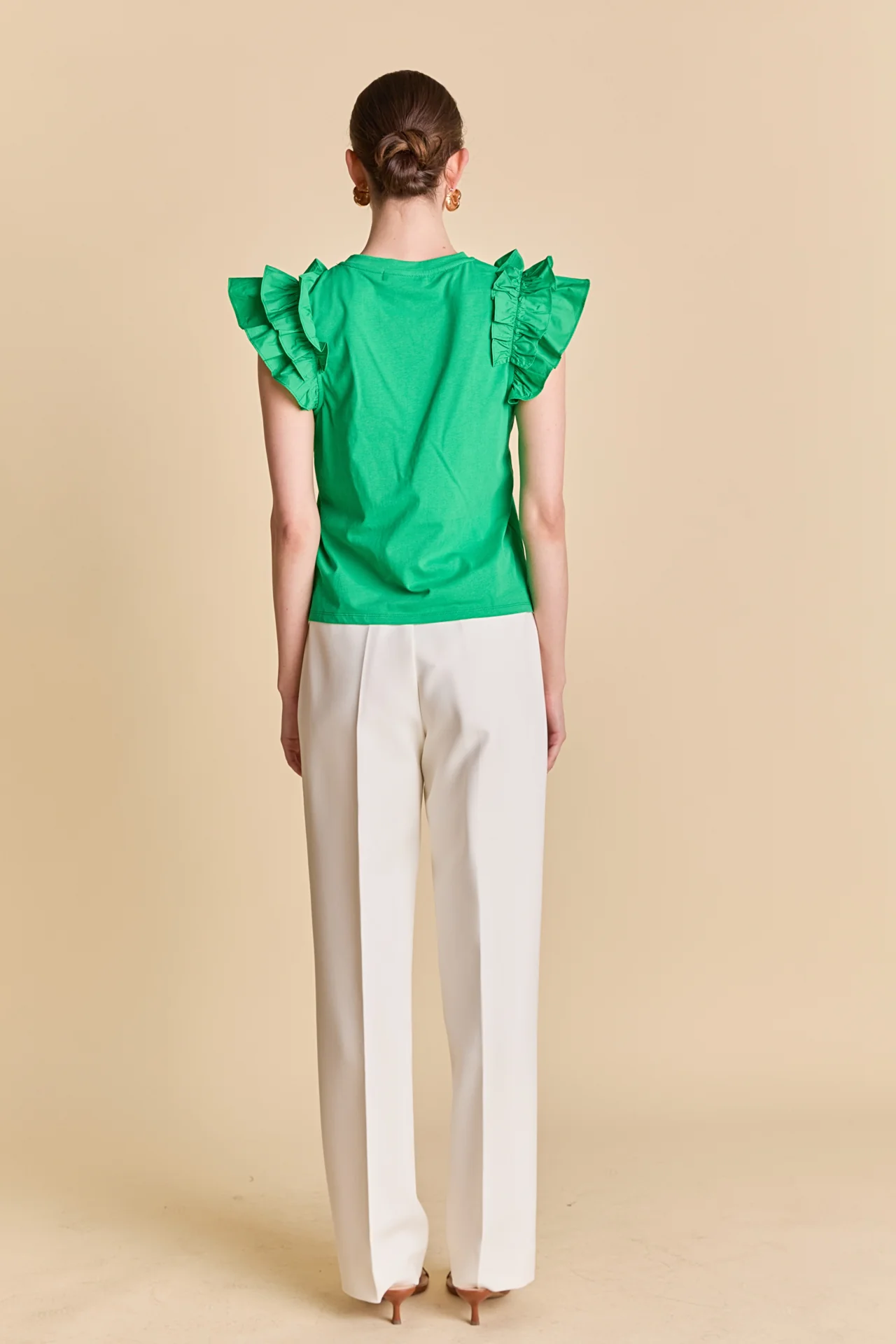 Mixed Media Ruffle Detail T-shirt - Image 10