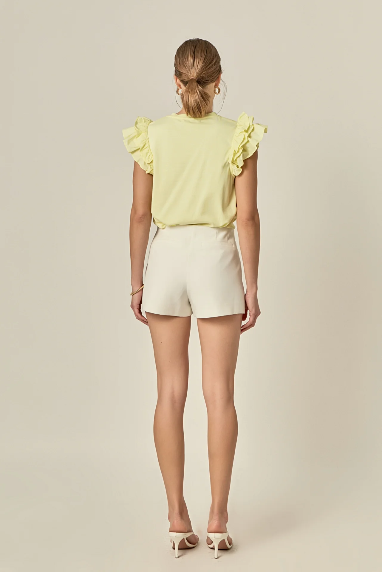 Mixed Media Ruffle Detail T-shirt - Image 4