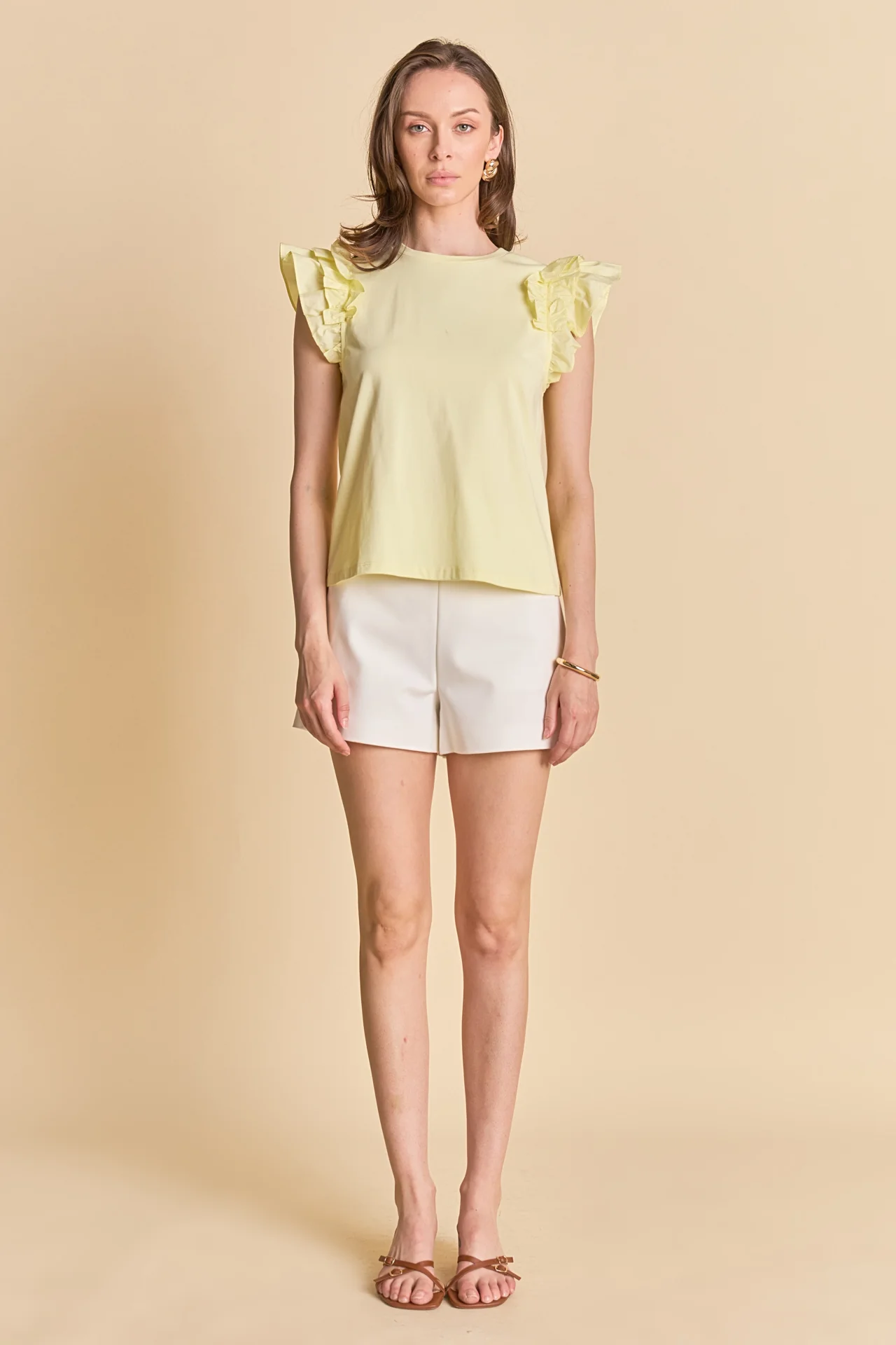 Mixed Media Ruffle Detail T-shirt - Image 6
