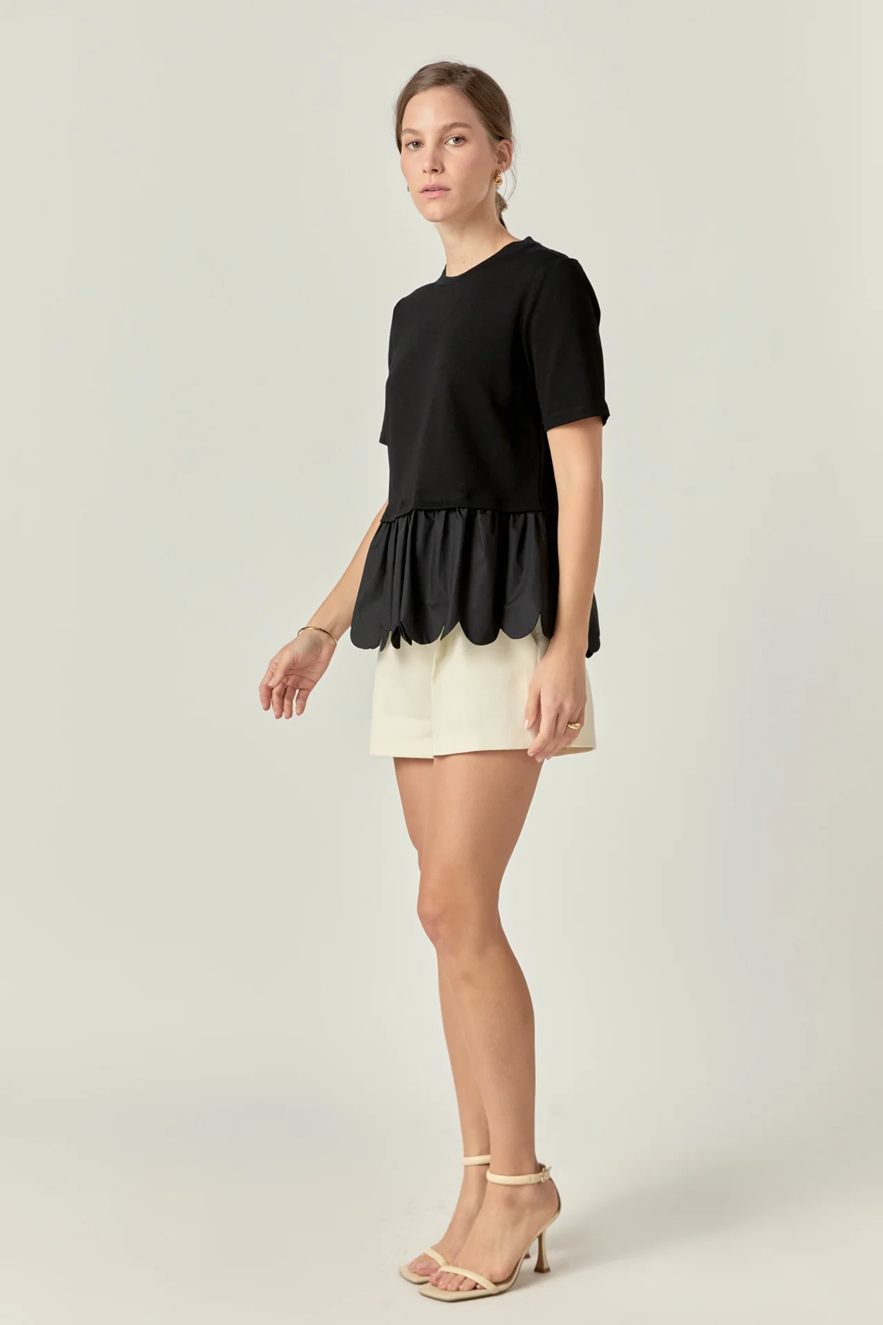 Mixed Media Scallop Detail T-shirt - Image 18