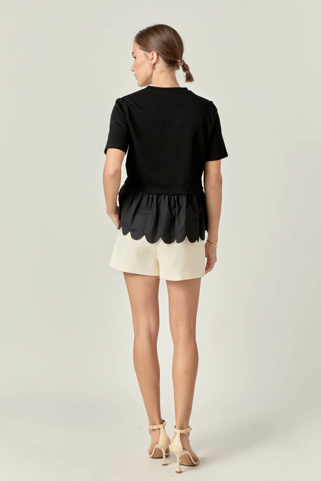 Mixed Media Scallop Detail T-shirt - Image 20