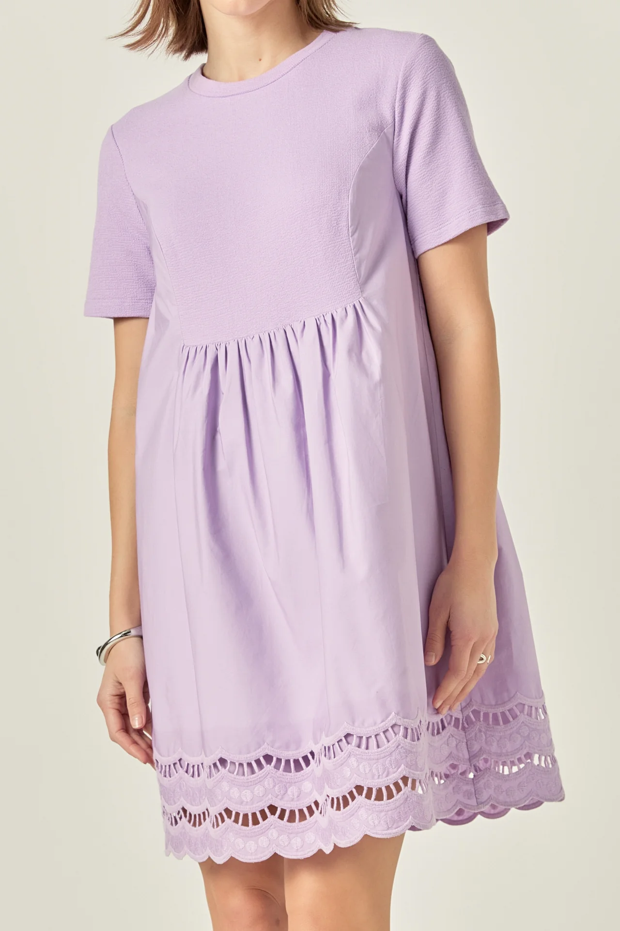 Mixed Media Scallop Lace Mini Dress - Image 14