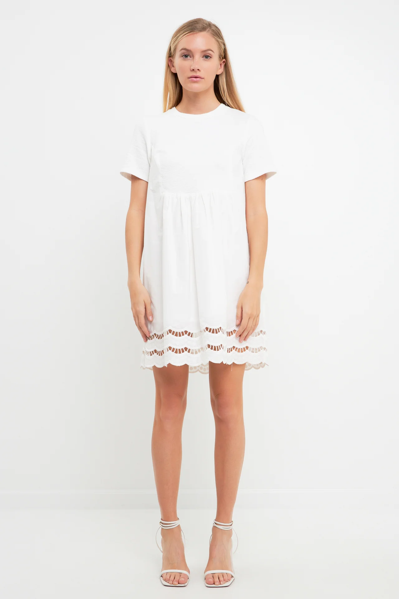 Mixed Media Scallop Lace Mini Dress - Image 18
