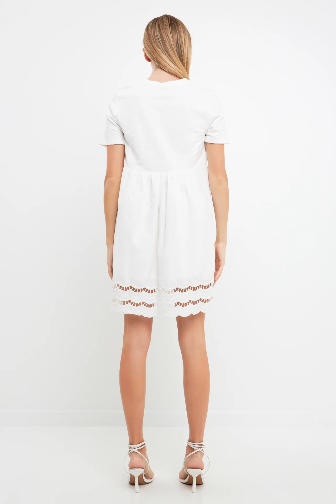 Mixed Media Scallop Lace Mini Dress - Image 20
