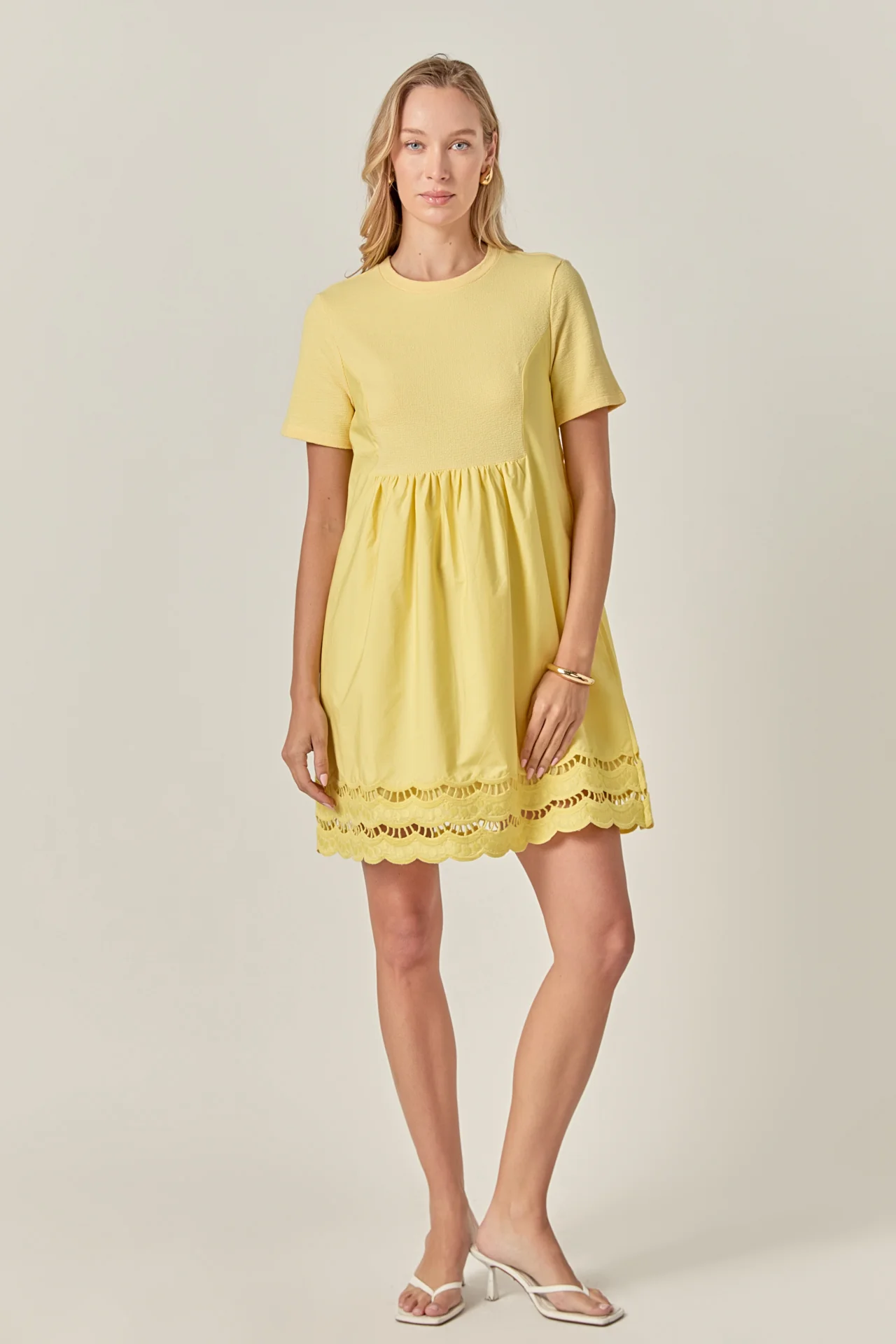 Mixed Media Scallop Lace Mini Dress - Image 6