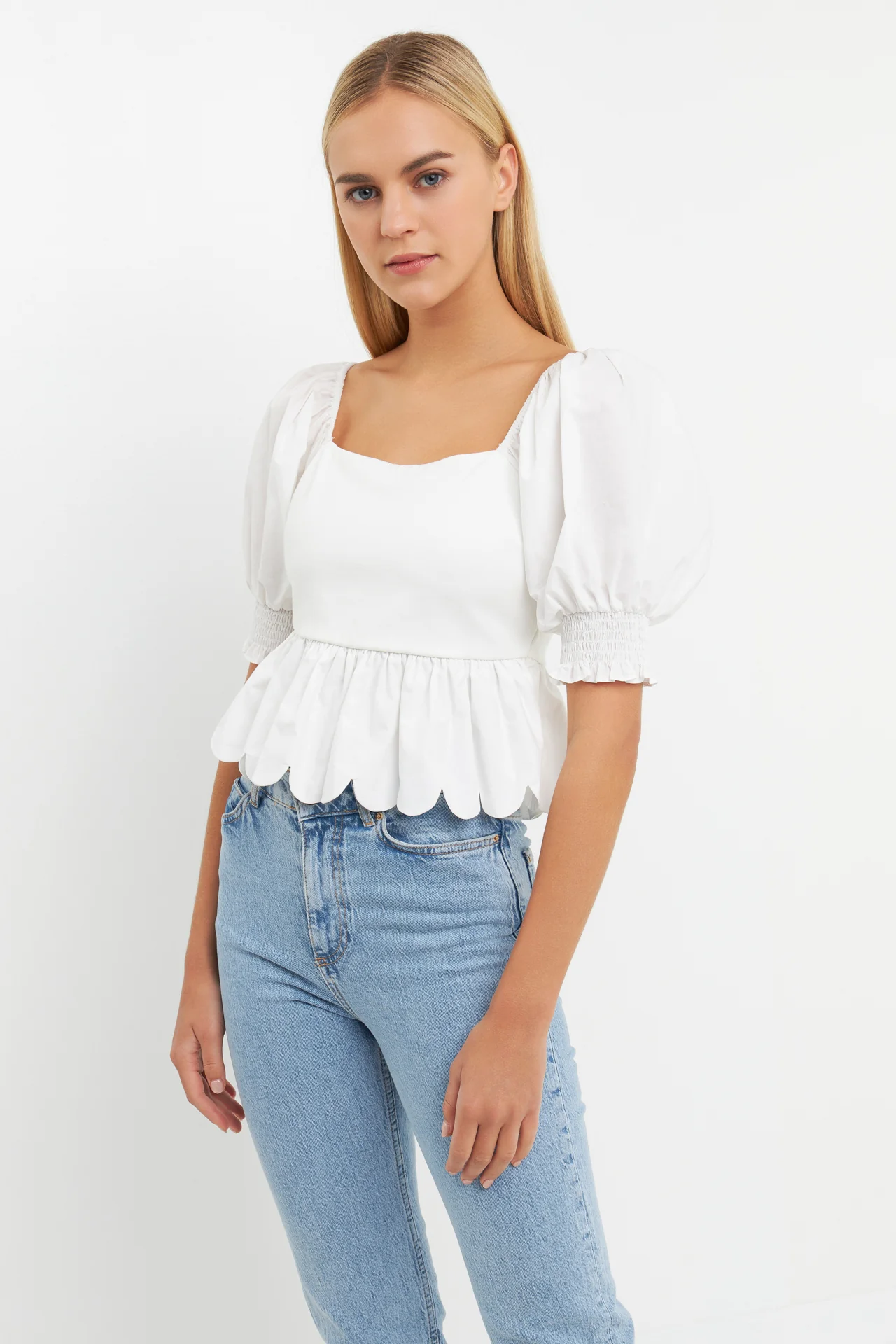 Mixed Media Scalloped Edge Top - Image 5