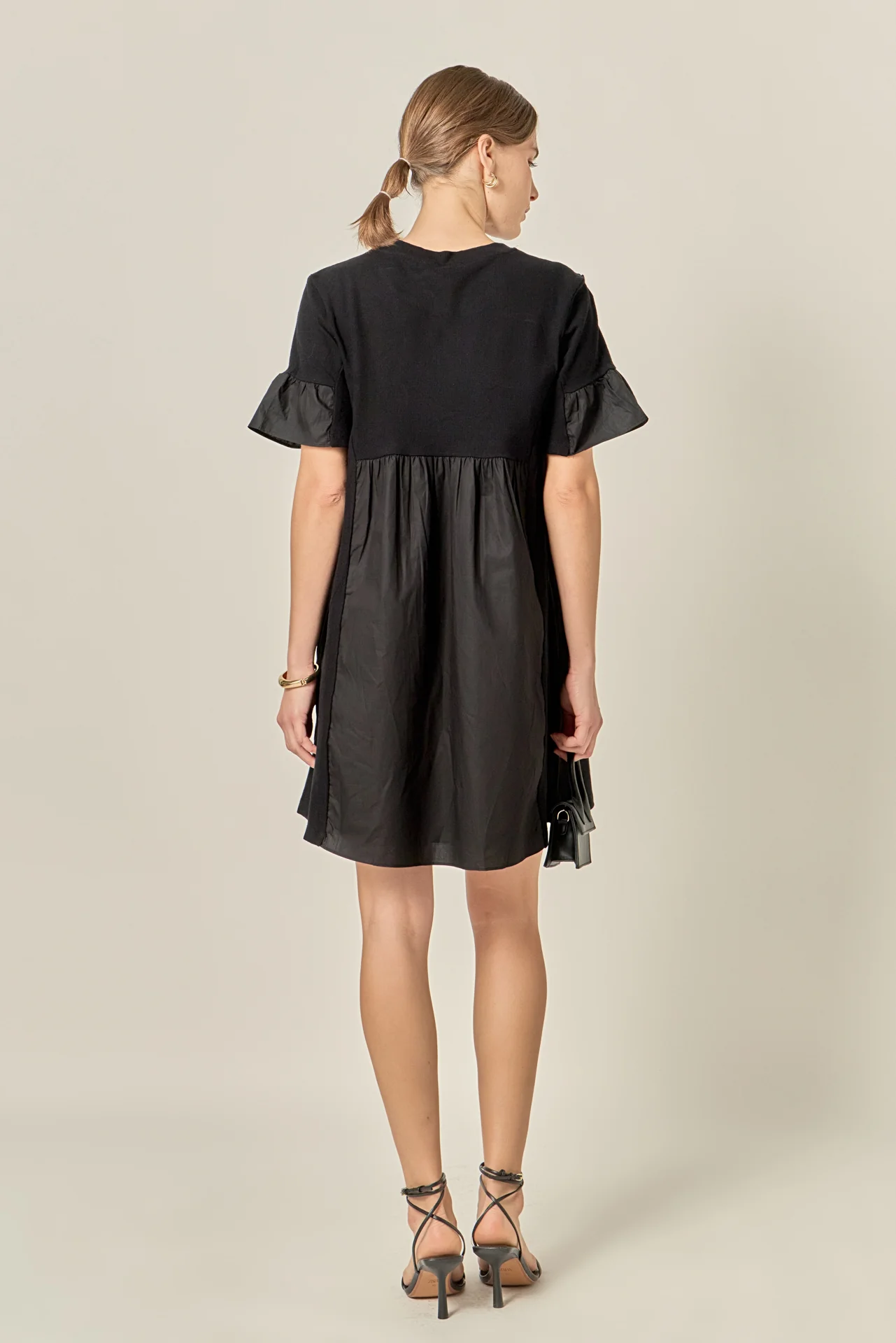 Mixed Media Ruffled Short-Sleeve Mini Dress - Image 10