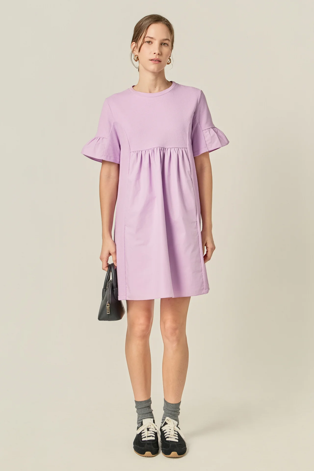 Mixed Media Ruffled Short-Sleeve Mini Dress - Image 19
