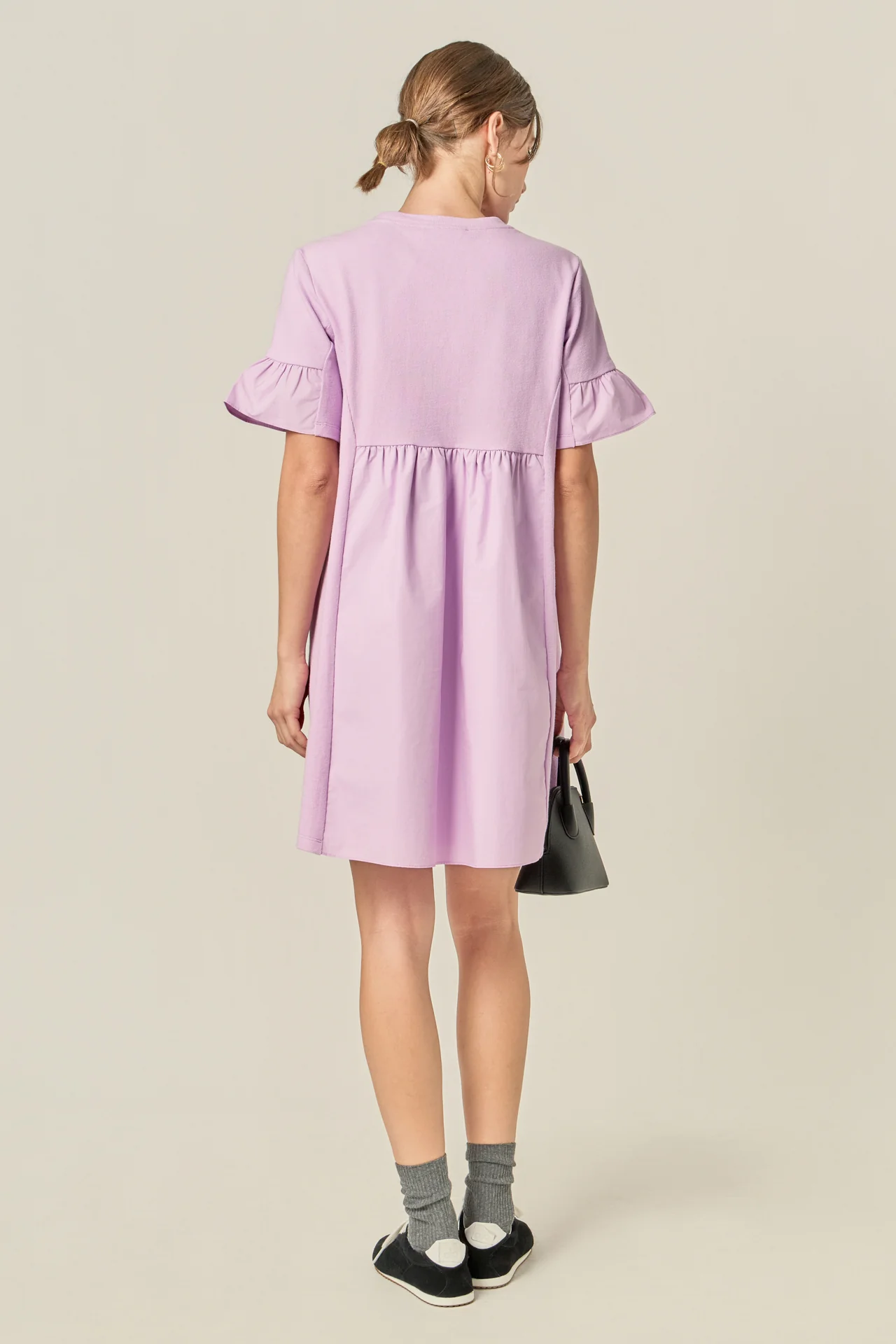 Mixed Media Ruffled Short-Sleeve Mini Dress - Image 22
