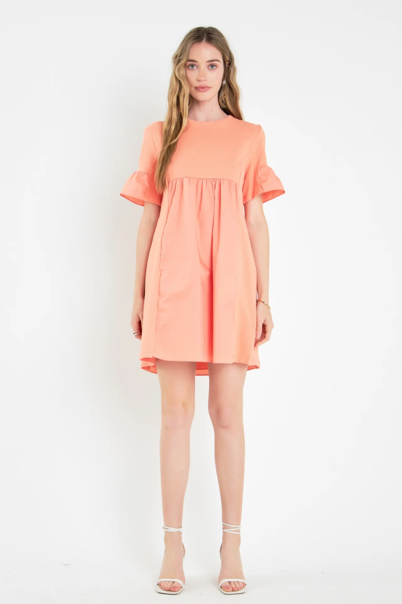 Mixed Media Ruffled Short-Sleeve Mini Dress - Image 29