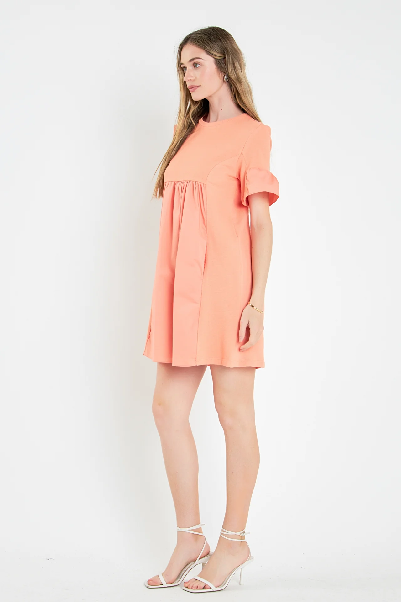Mixed Media Ruffled Short-Sleeve Mini Dress - Image 31