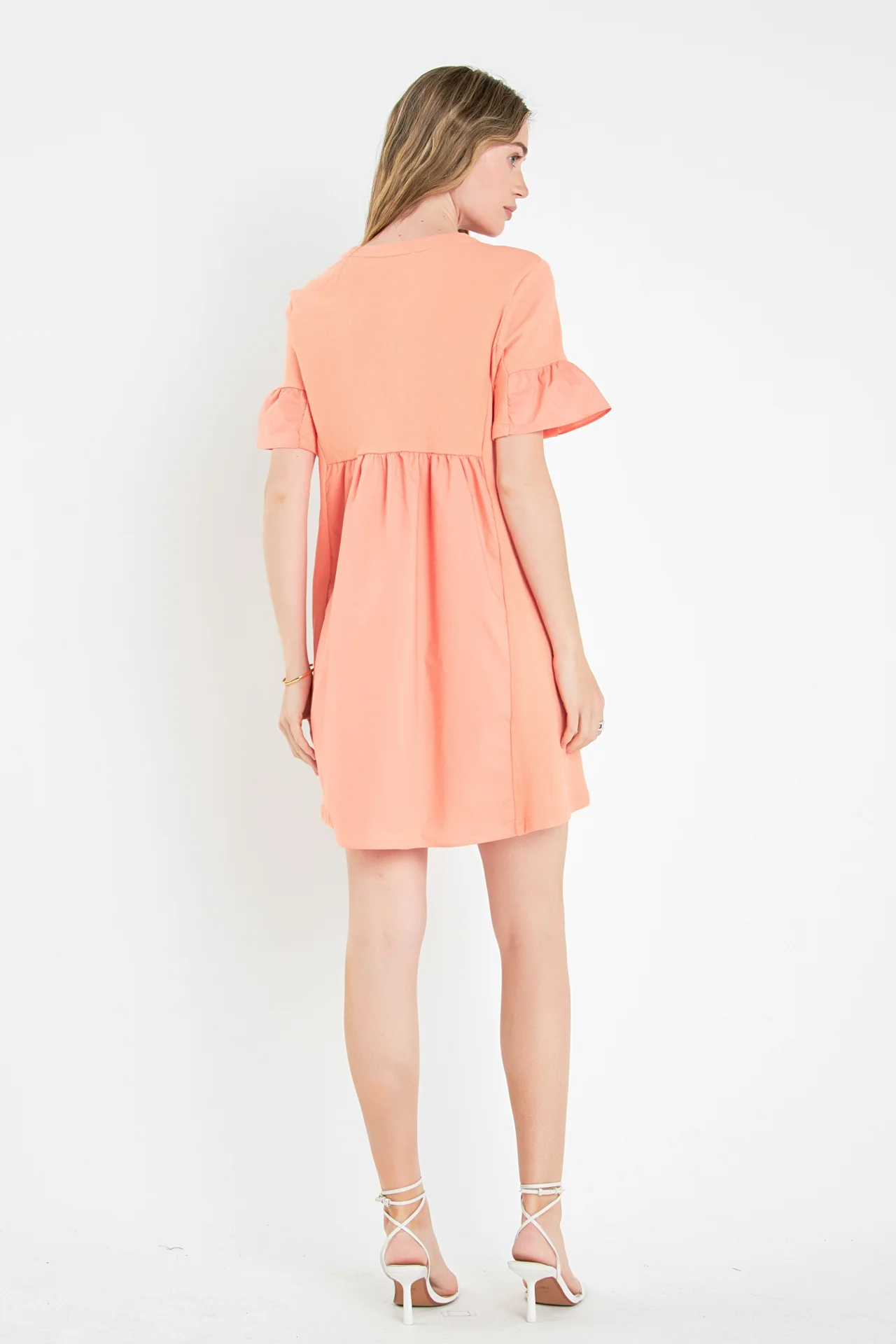 Mixed Media Ruffled Short-Sleeve Mini Dress - Image 32
