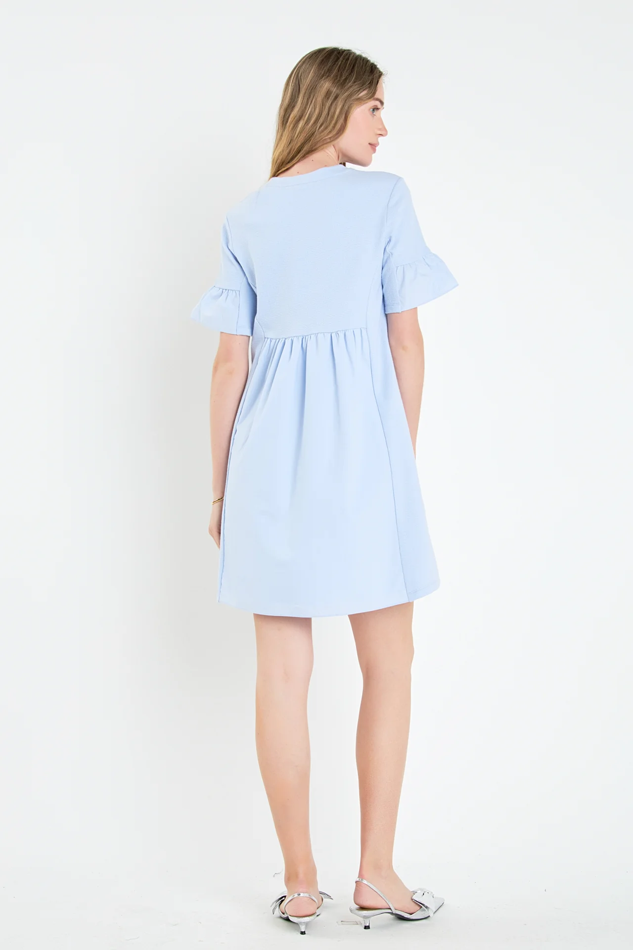Mixed Media Ruffled Short-Sleeve Mini Dress - Image 37