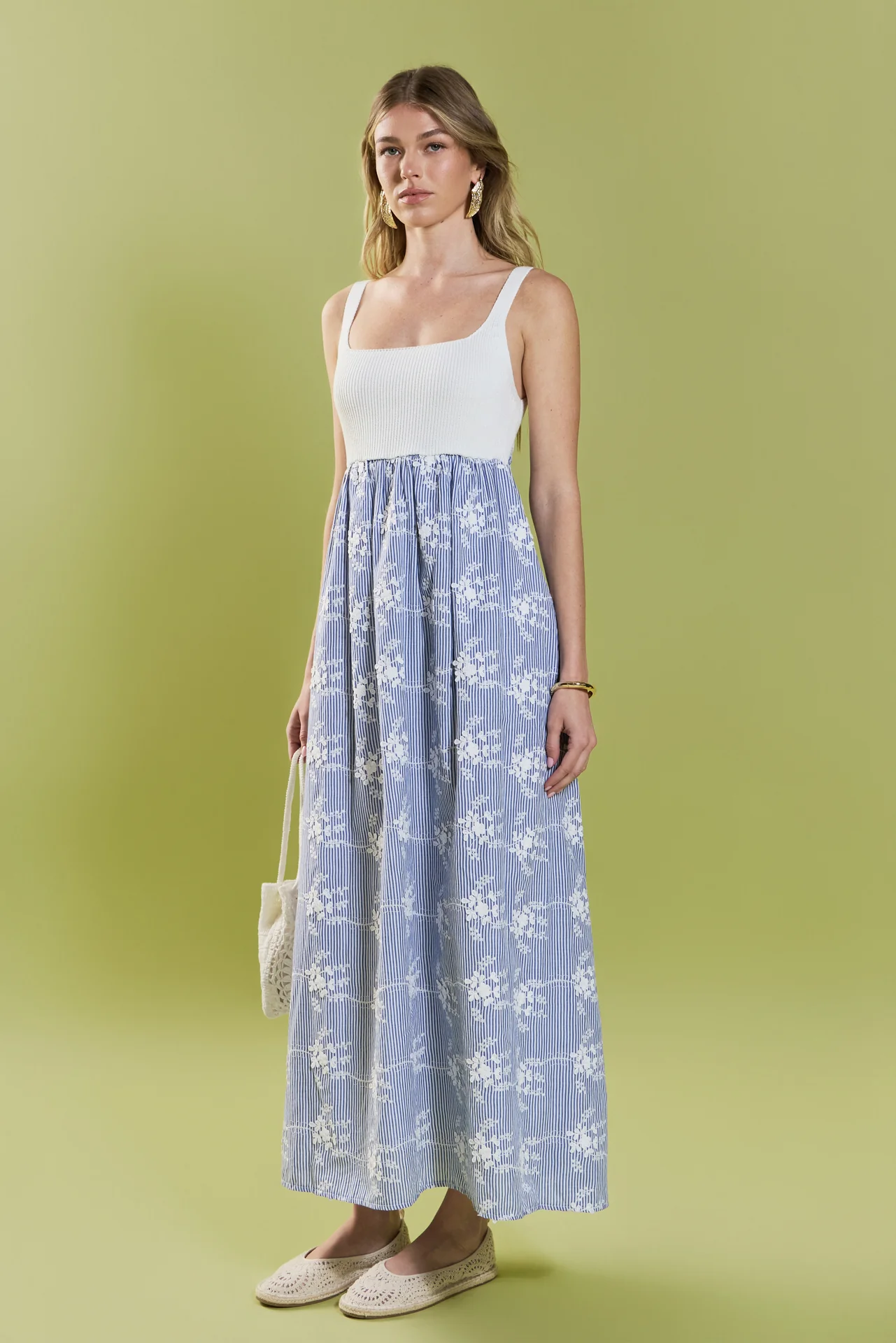 Charlotte Mixed Media Midi Dress - Image 4