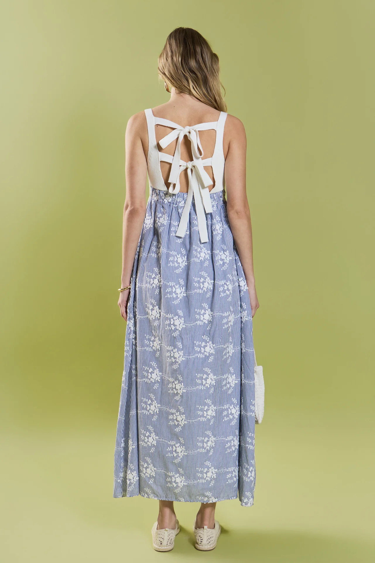 Charlotte Mixed Media Midi Dress - Image 5