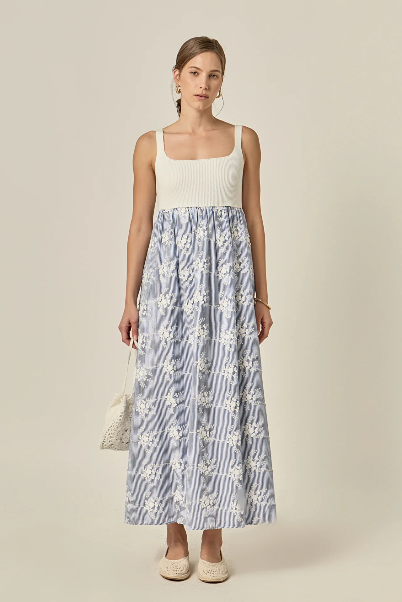Charlotte Mixed Media Midi Dress - Image 8