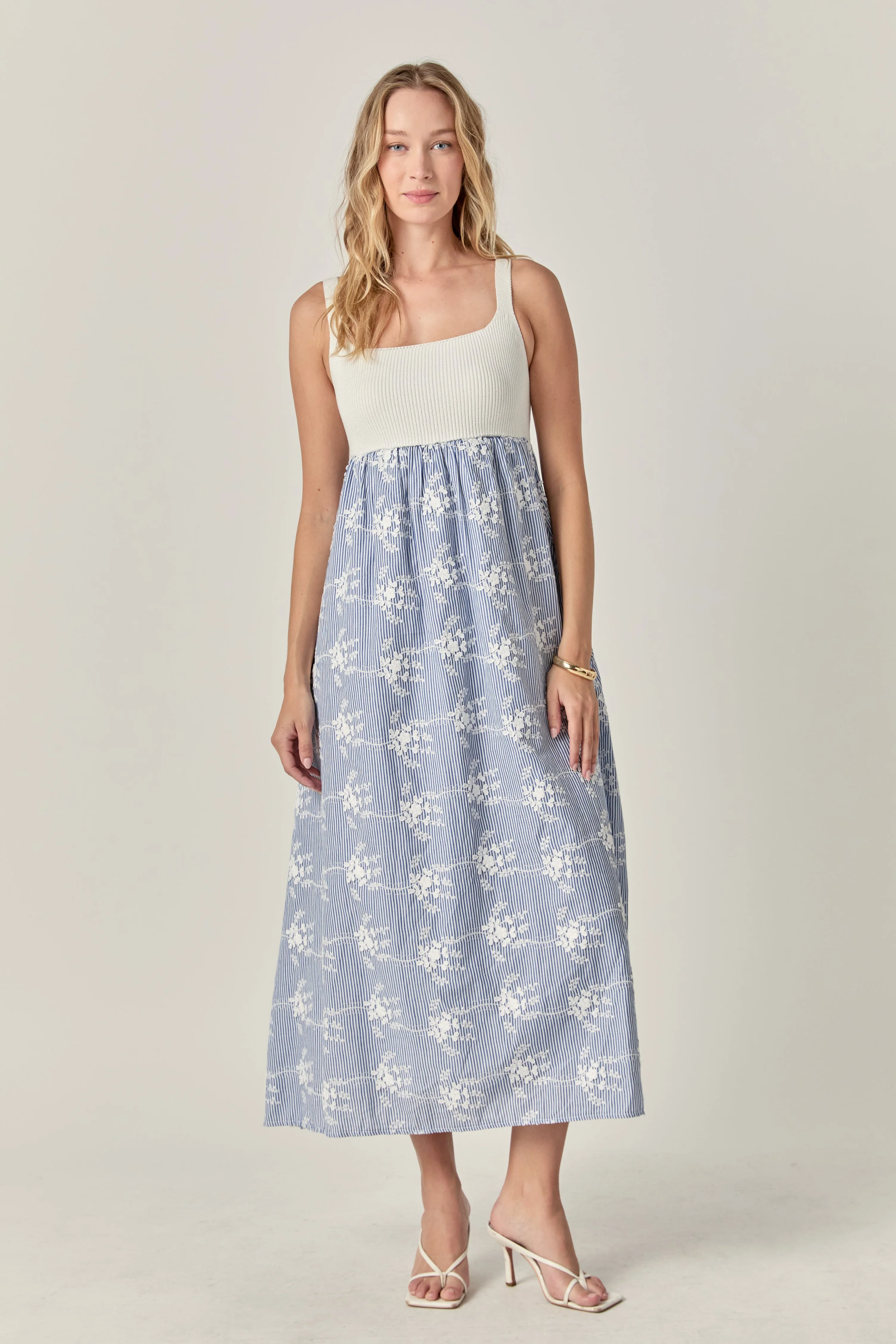 Charlotte Mixed Media Midi Dress - Image 9