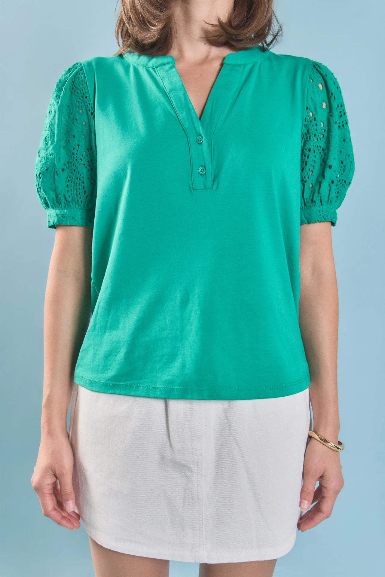 Mixed Media Poplin Blouse - Image 2