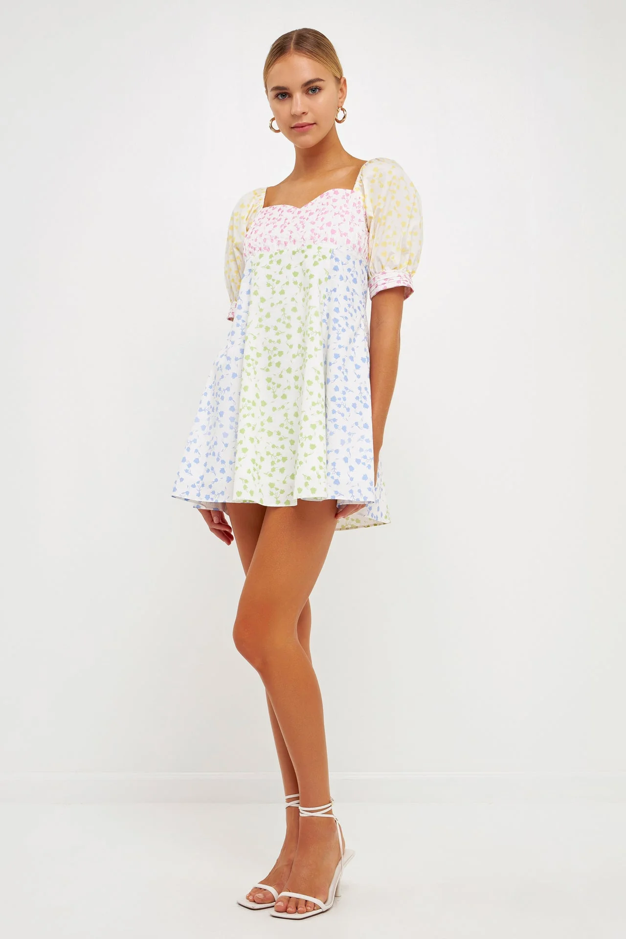 Multi Floral Print Mini Dress - Image 3
