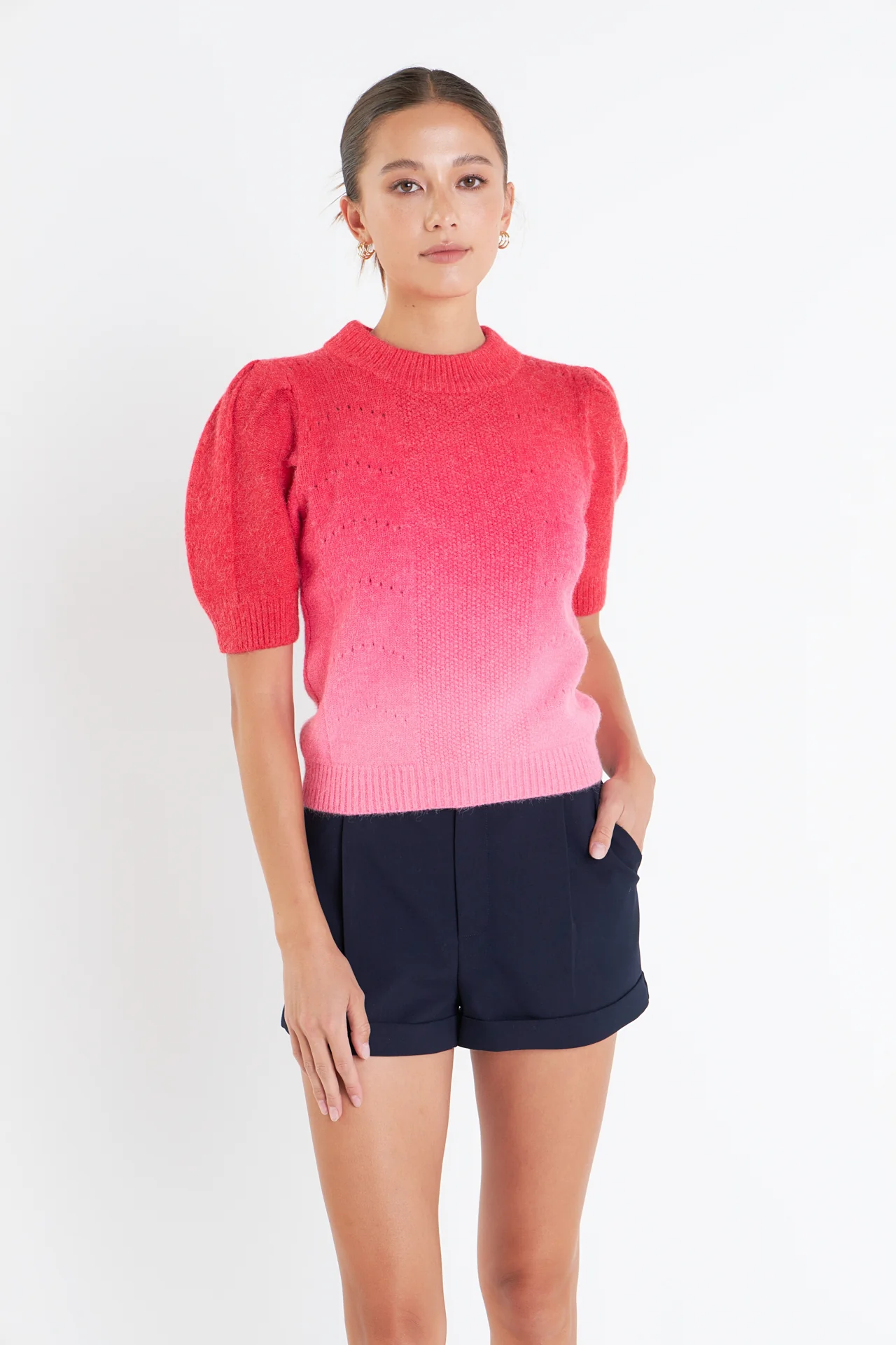 Puff Sleeve Ombre Sweater Top - Image 15