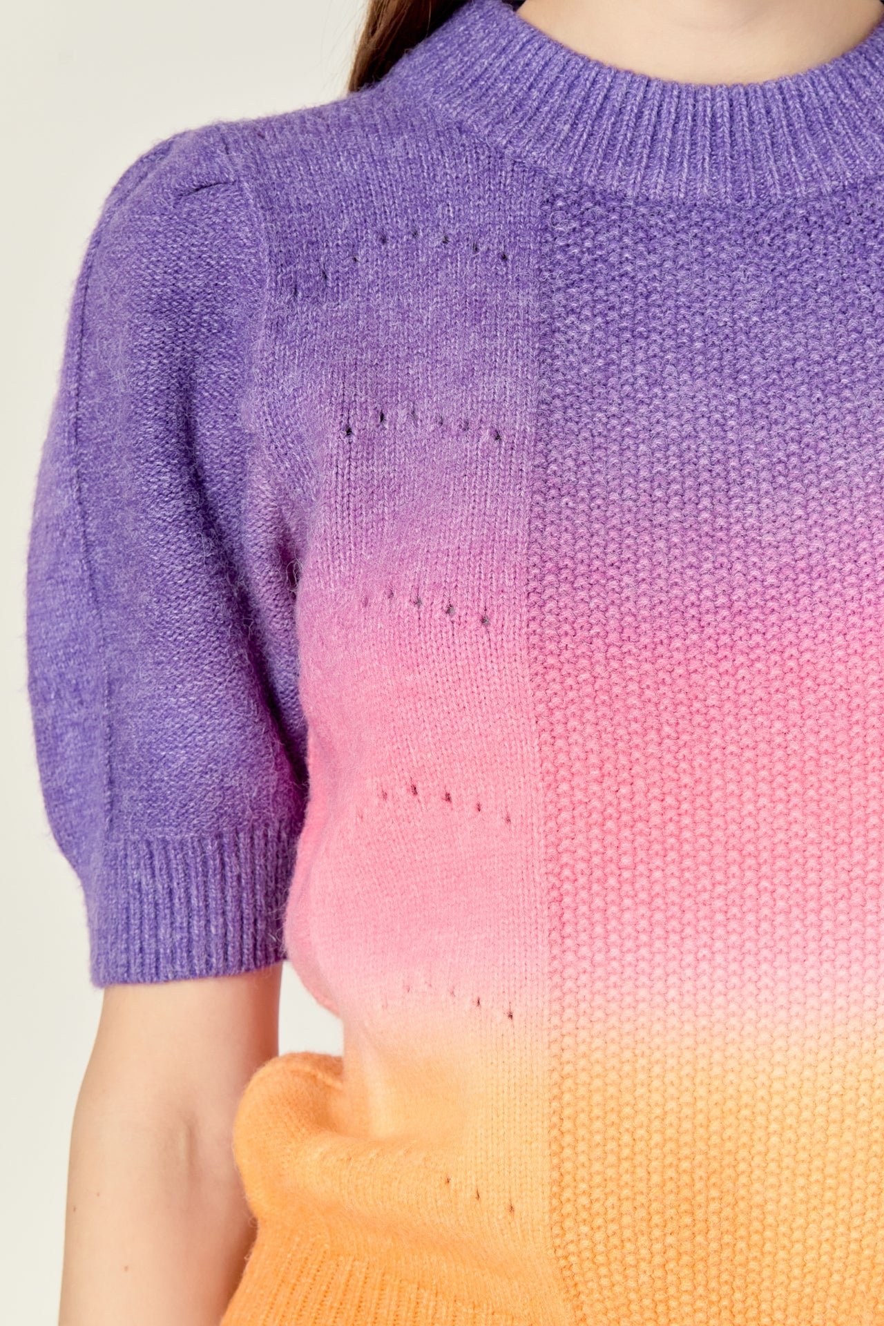 Puff Sleeve Ombre Sweater Top - Image 7