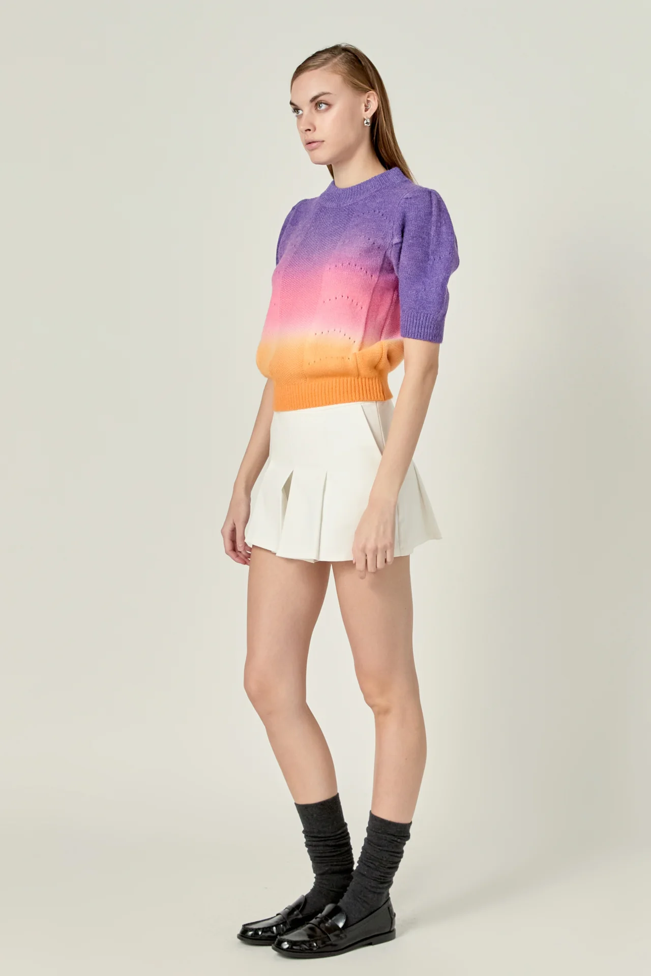 Puff Sleeve Ombre Sweater Top - Image 8