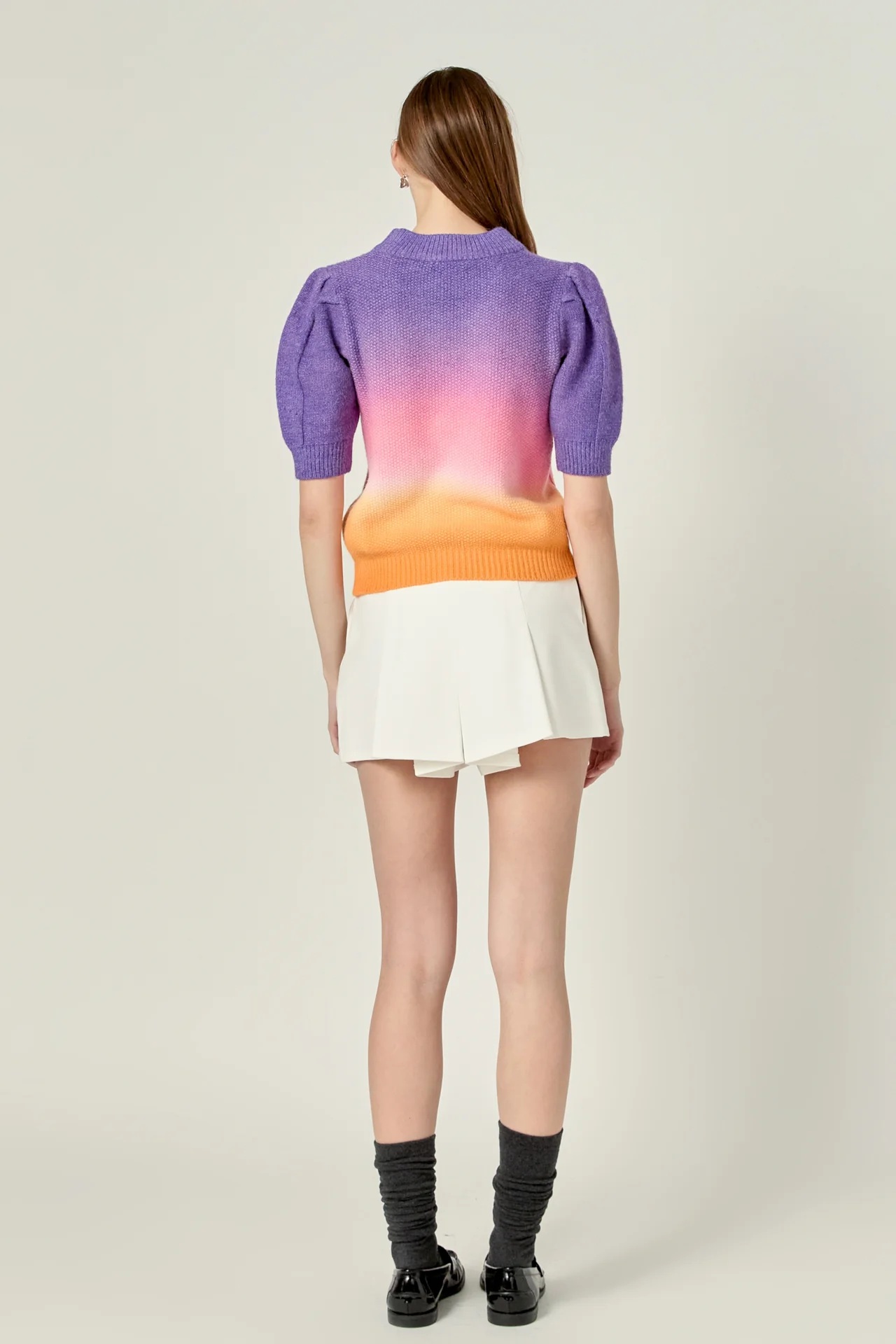 Puff Sleeve Ombre Sweater Top - Image 9