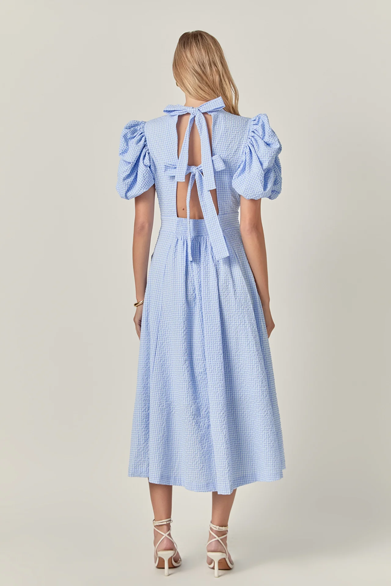 Gingham Charm Midi Dress - Image 4