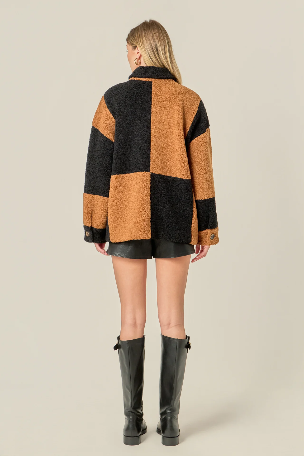 Oversize Teddy Check Jacket - Image 5