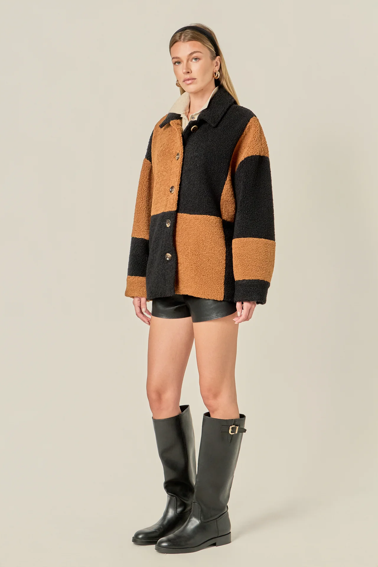 Oversize Teddy Check Jacket - Image 6