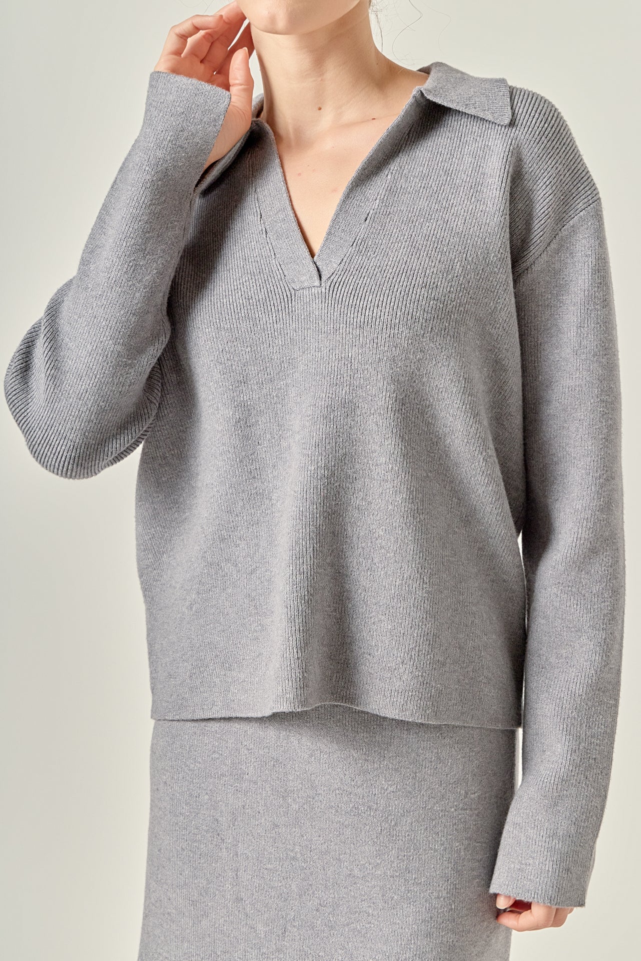 Oversized Collar Knit Top - Image 9