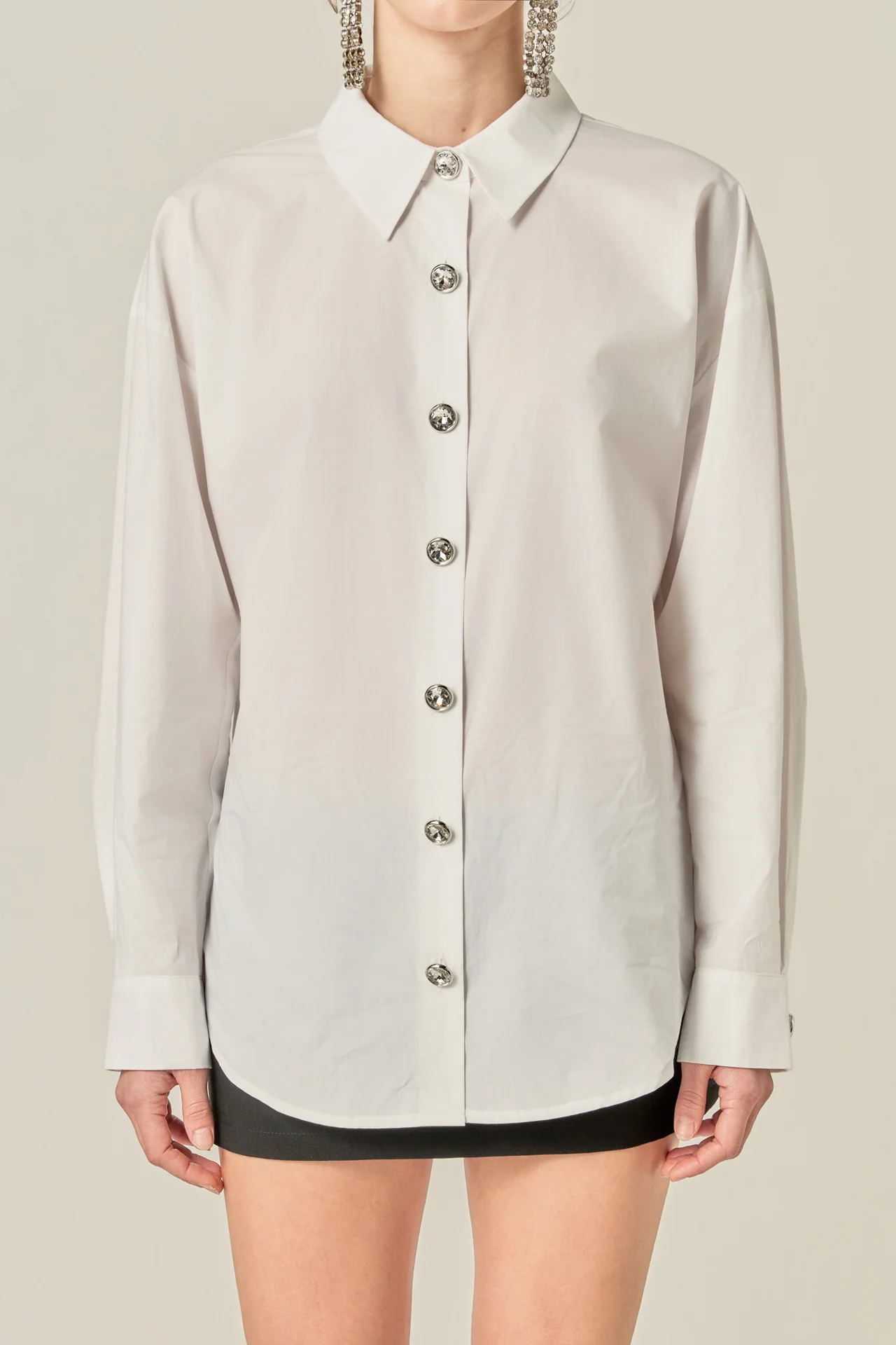 Crystal Button Oversized Shirt - Image 2