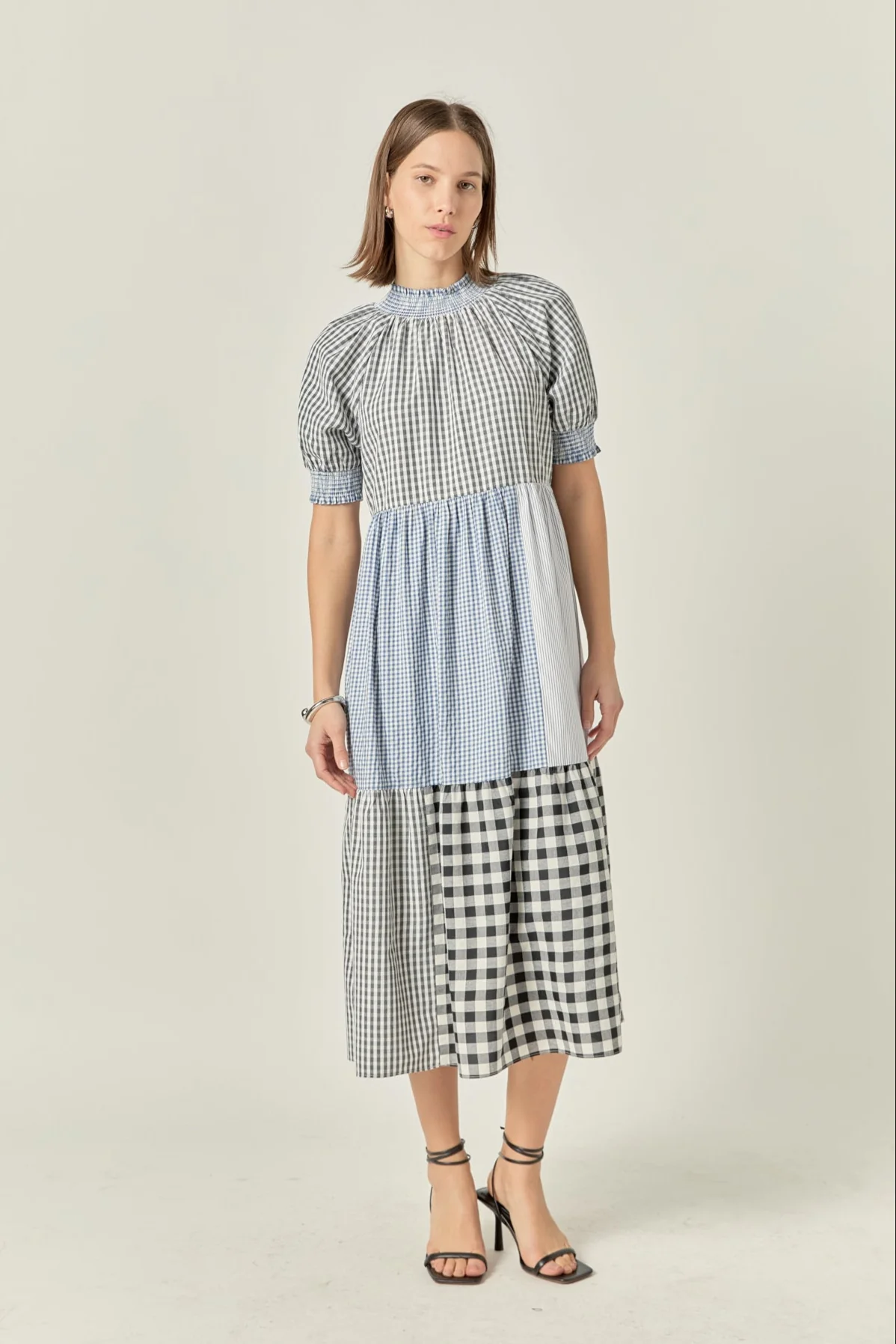 Patchwork Gingham Midi Dress - Image 5