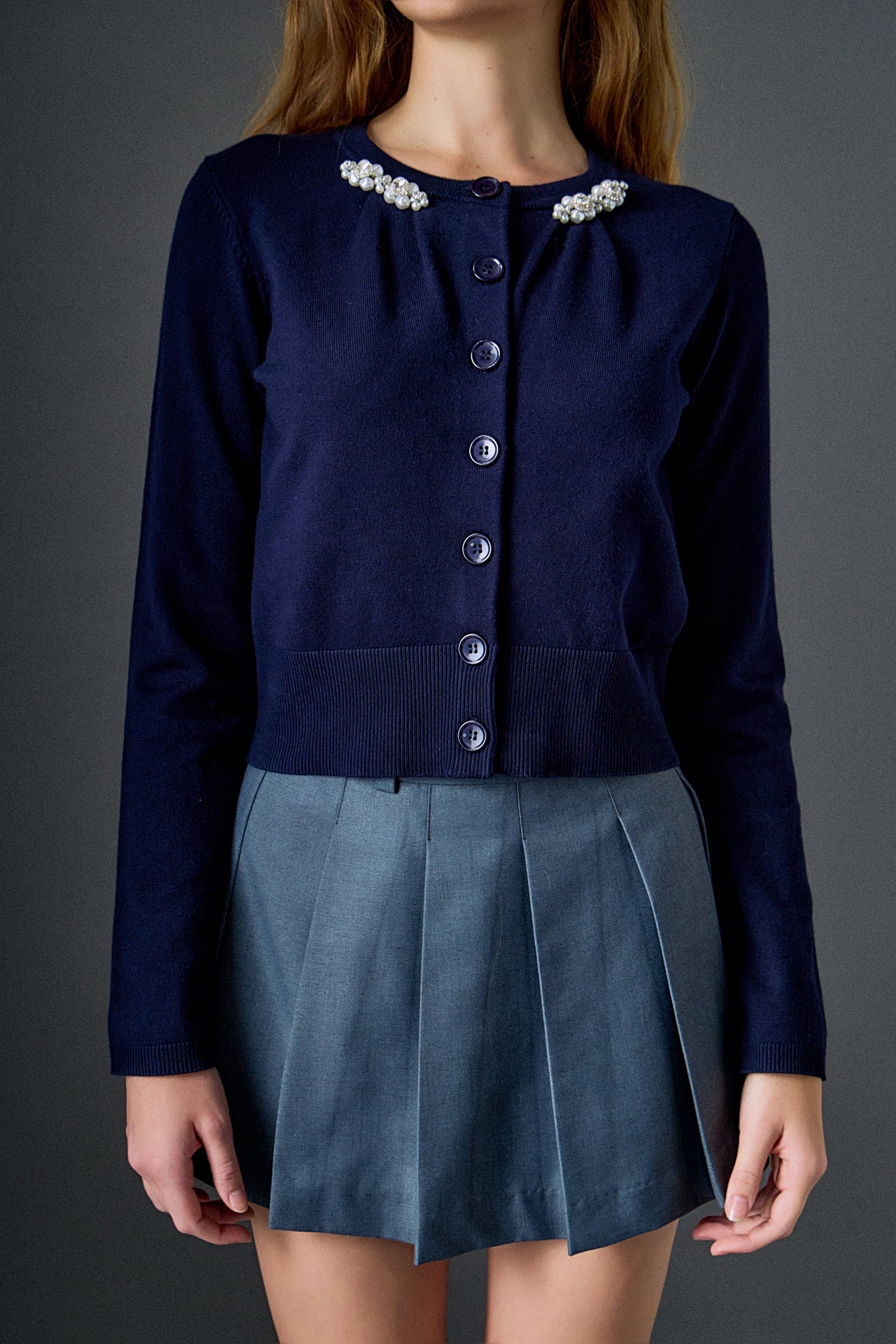 Pearl and Rhinestone Accent Cardigan - Image 2