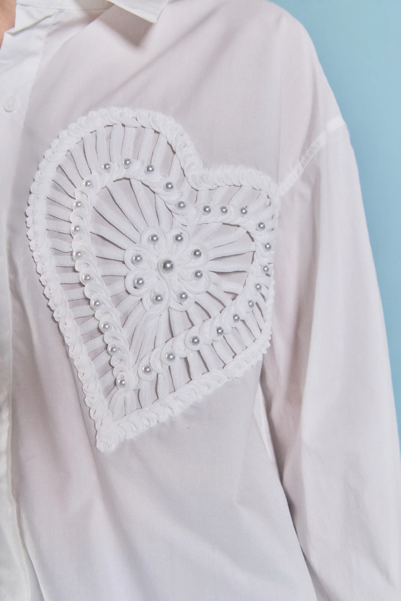 Pearl Heart Button Up Shirt - Image 3