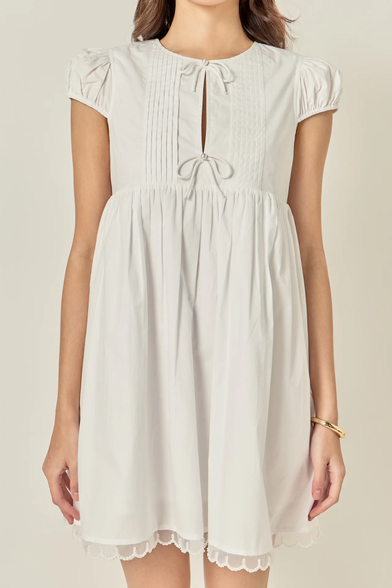 Scallop Trim Babydoll Mini Dress - Image 2